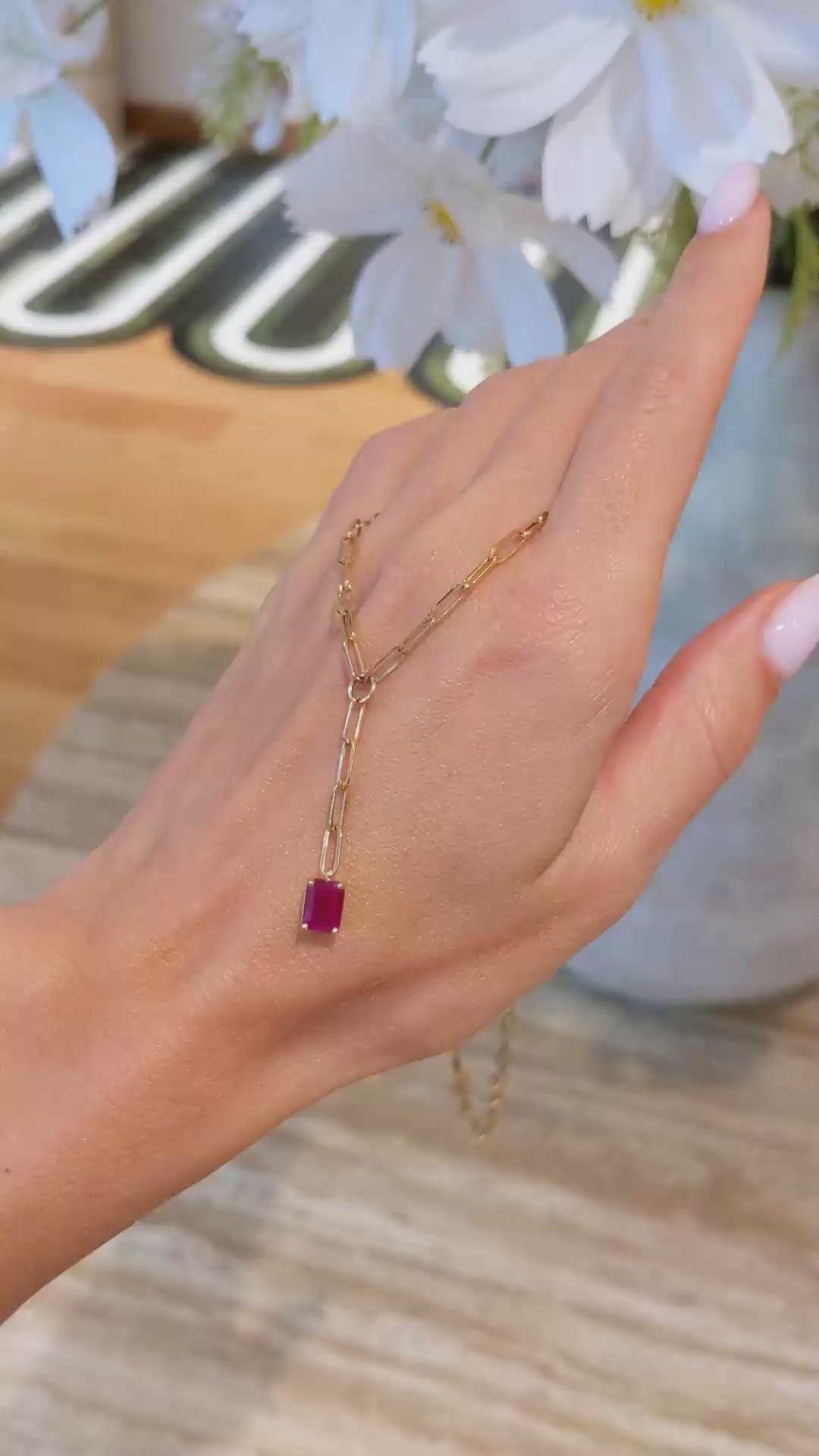 1.15 Ct. Ruby Accent Stones Necklace, 14K Yellow Gold Size Video