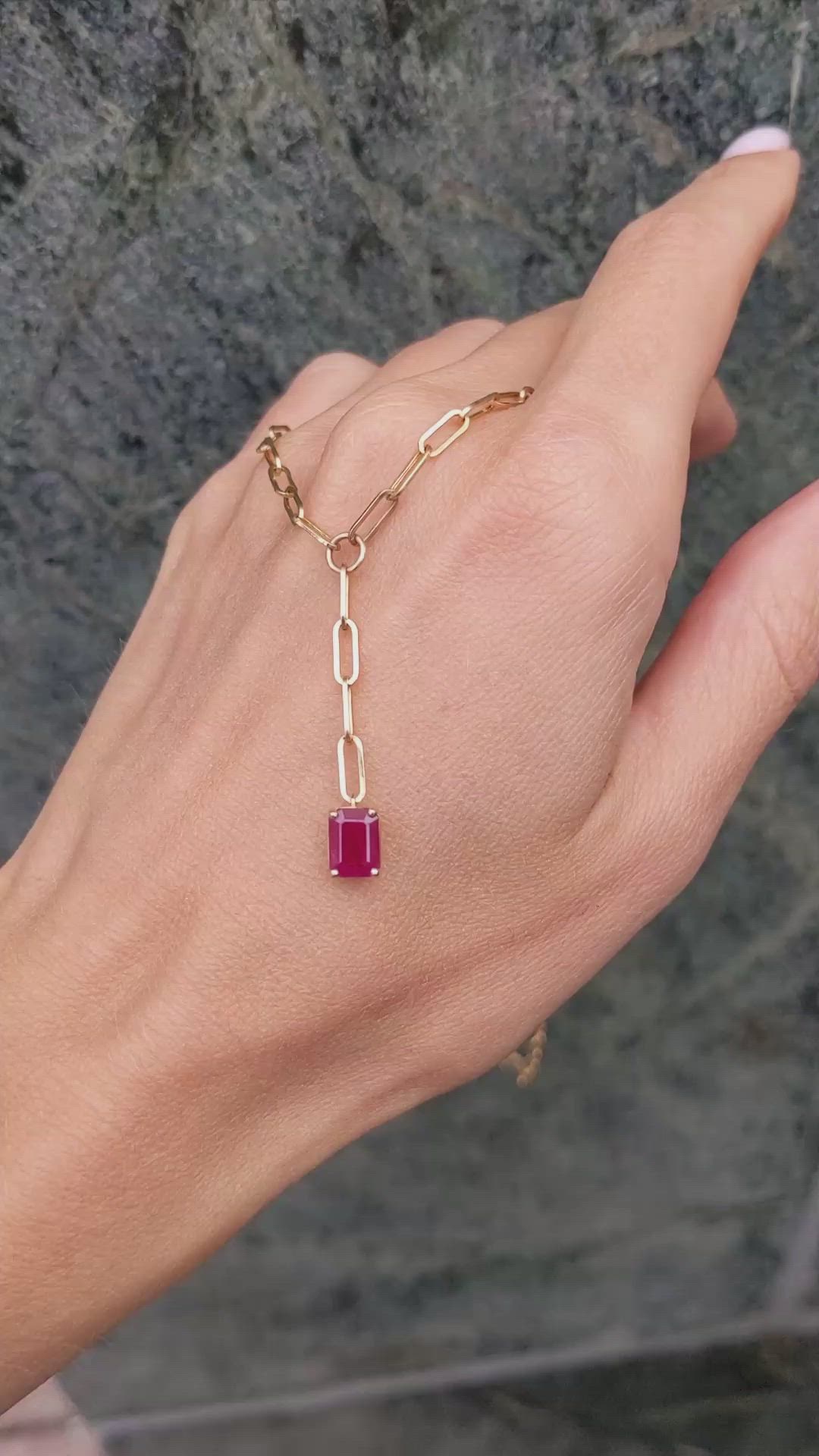 1.15 Ct. Ruby Accent Stones Necklace, 14K Yellow Gold Size Video
