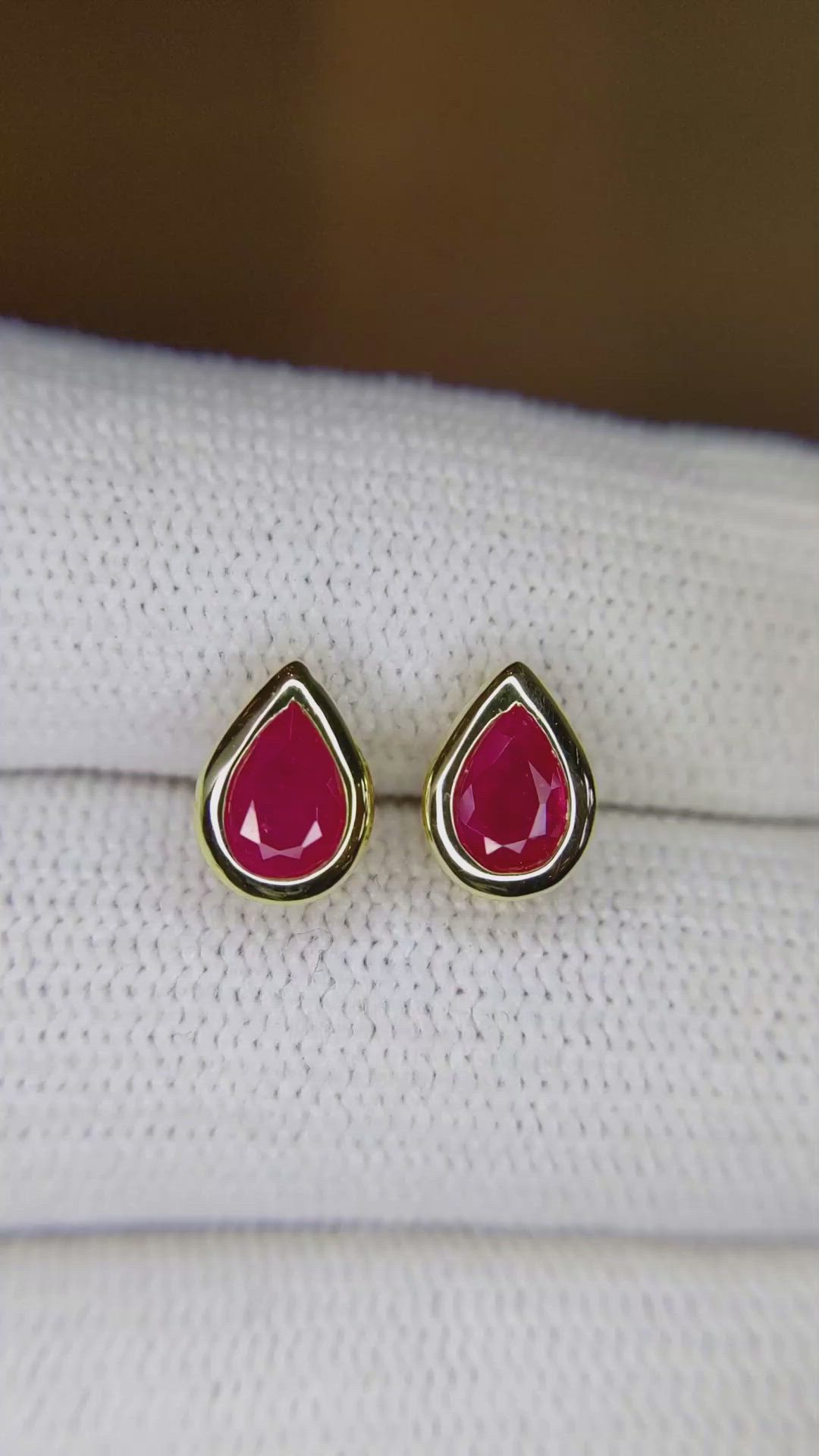 1.12 Ct.Tw. Ruby Studs Earrings, 14K Yellow Gold Size Video