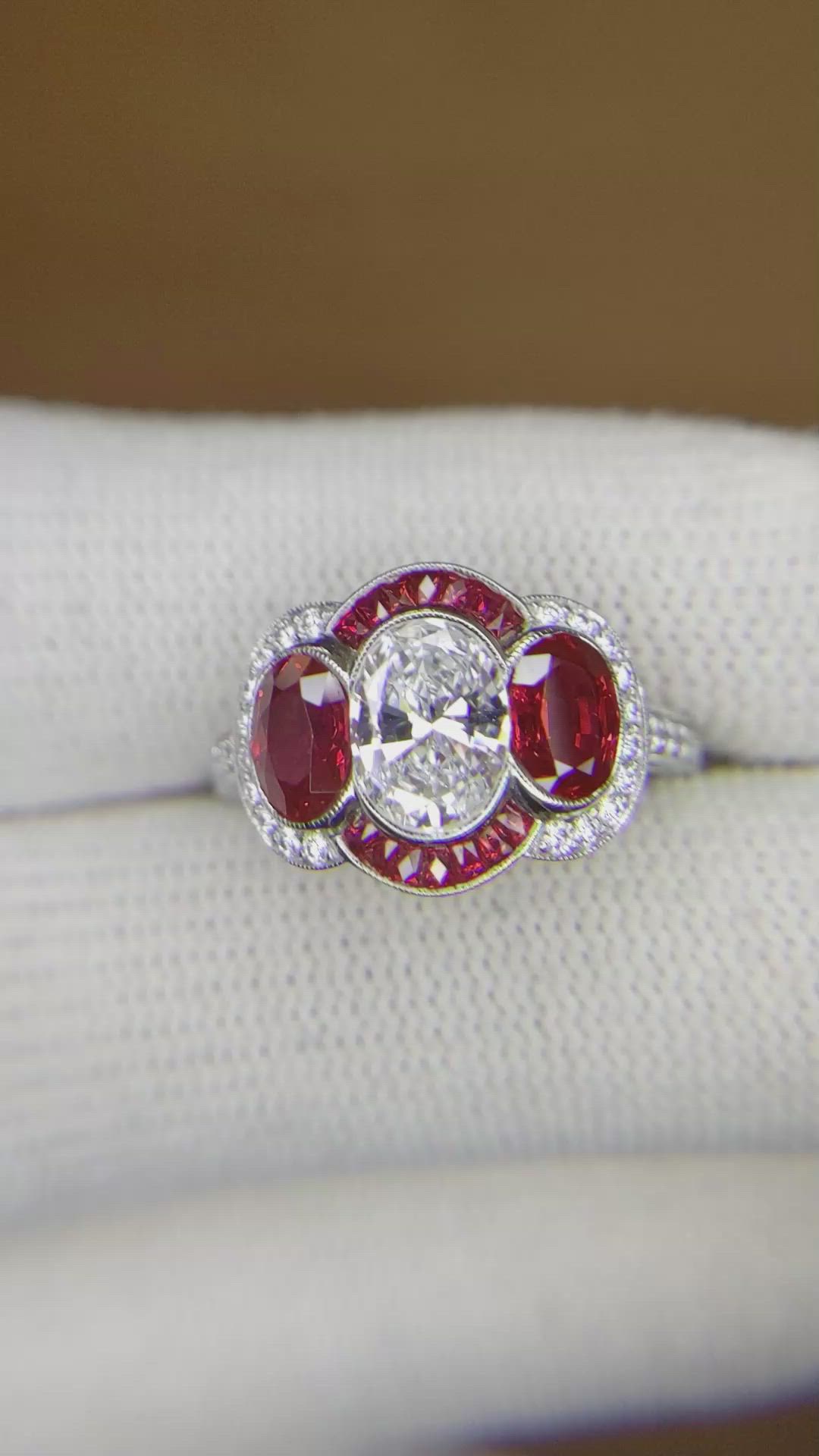 2.32 Ct. Ruby Ruby Pave Ring, Platinum 950 Size Video