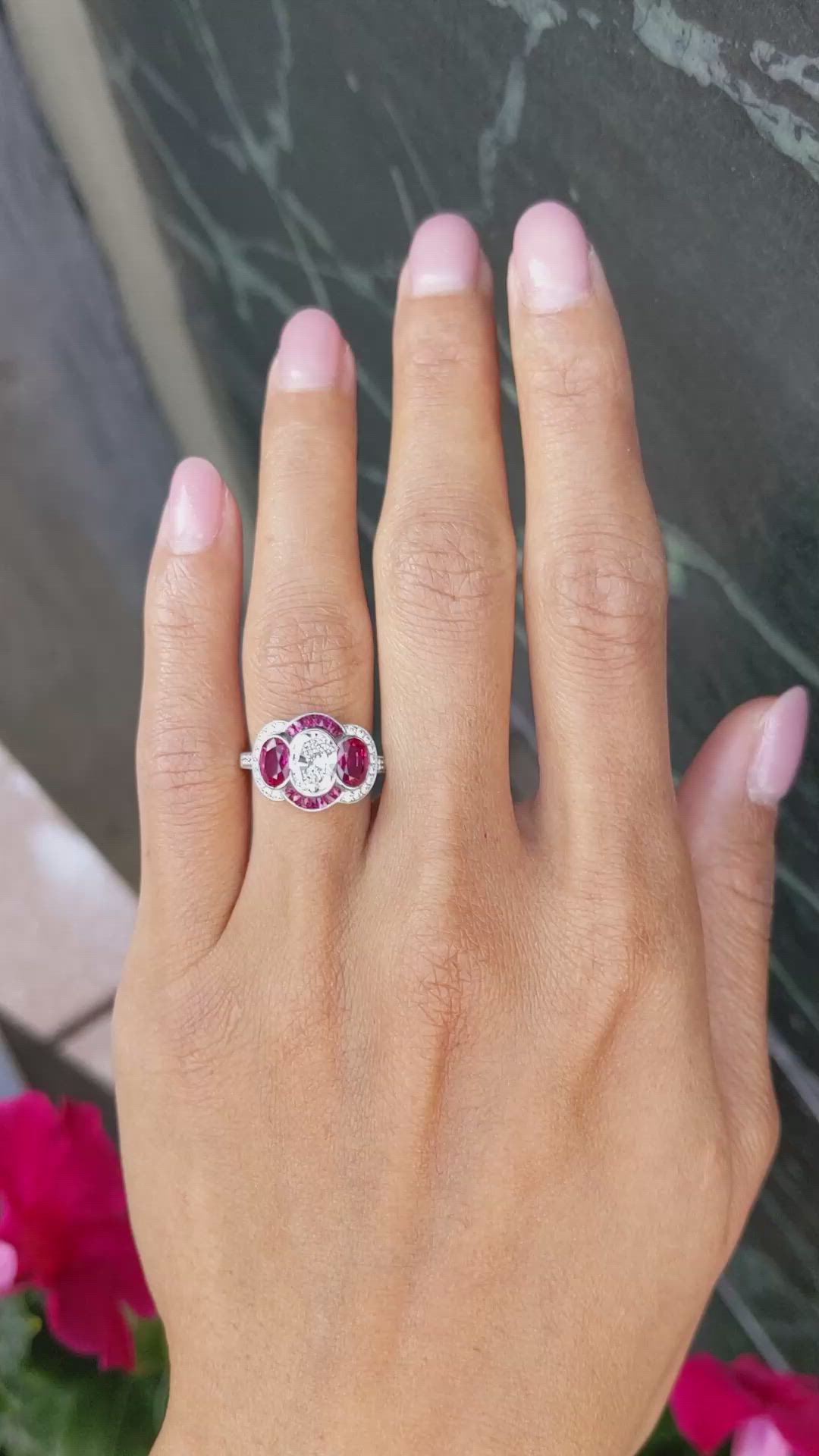 2.32 Ct. Ruby Ruby Pave Ring, Platinum 950 Size Video