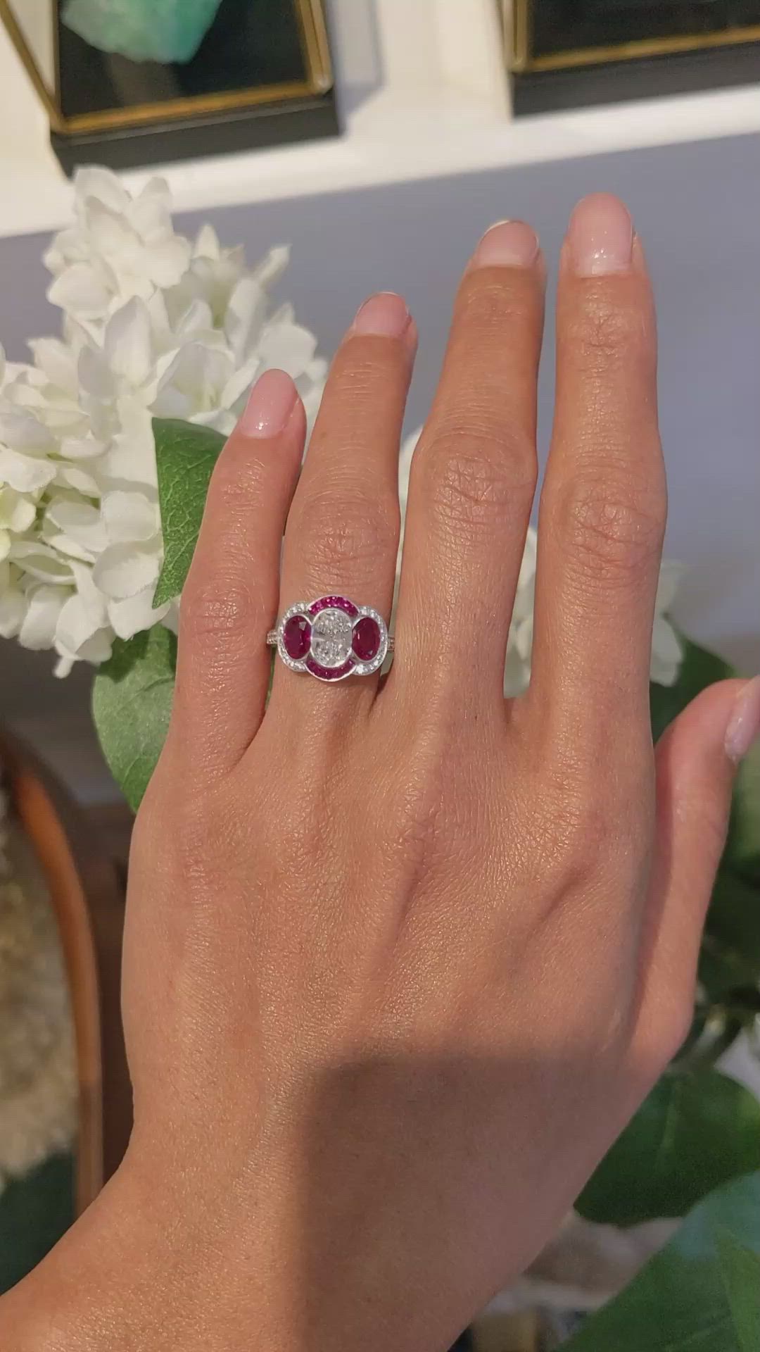 2.32 Ct. Ruby Ruby Pave Ring, Platinum 950 Size Video