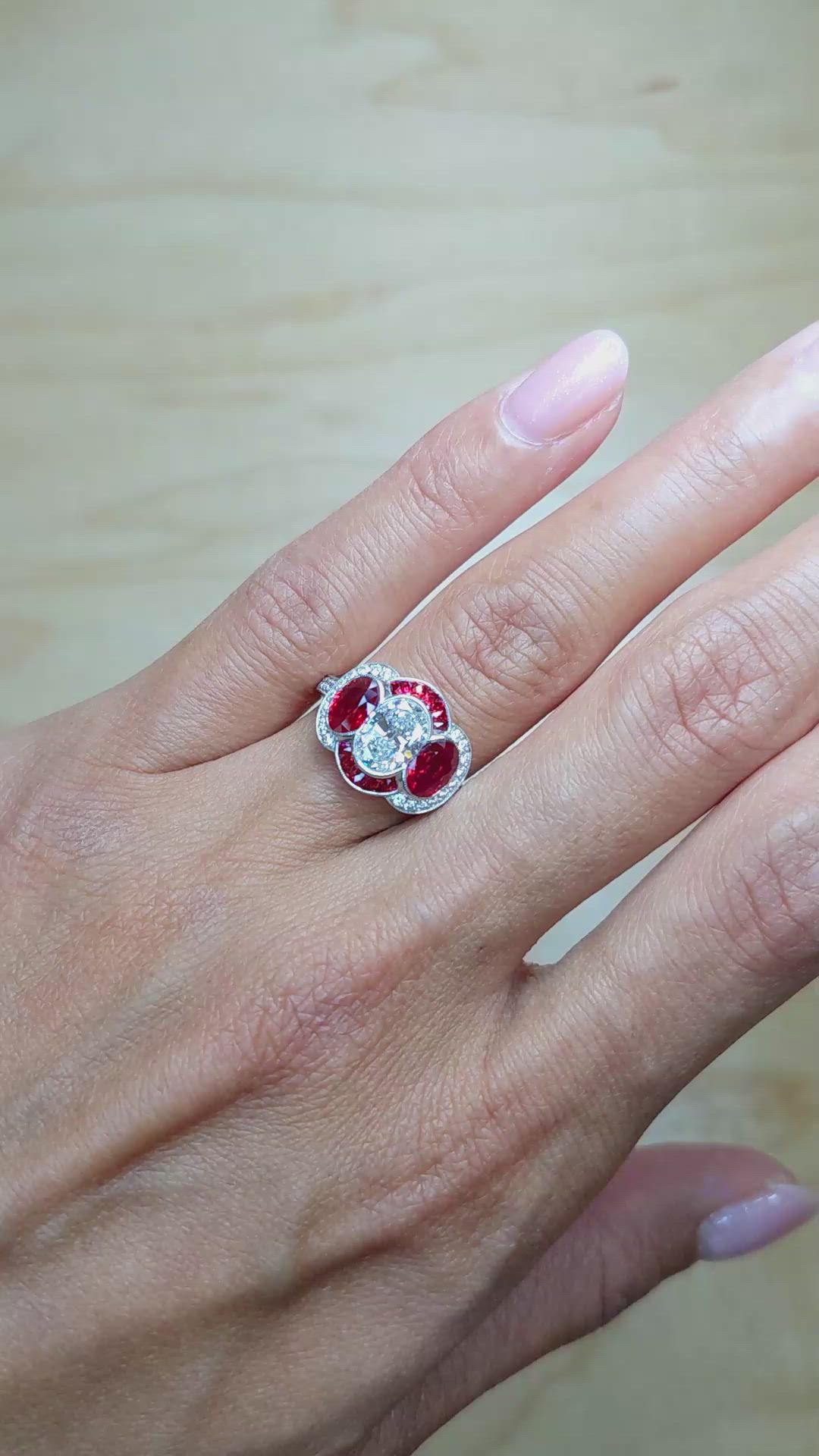 2.32 Ct. Ruby Ruby Pave Ring, Platinum 950 Size Video