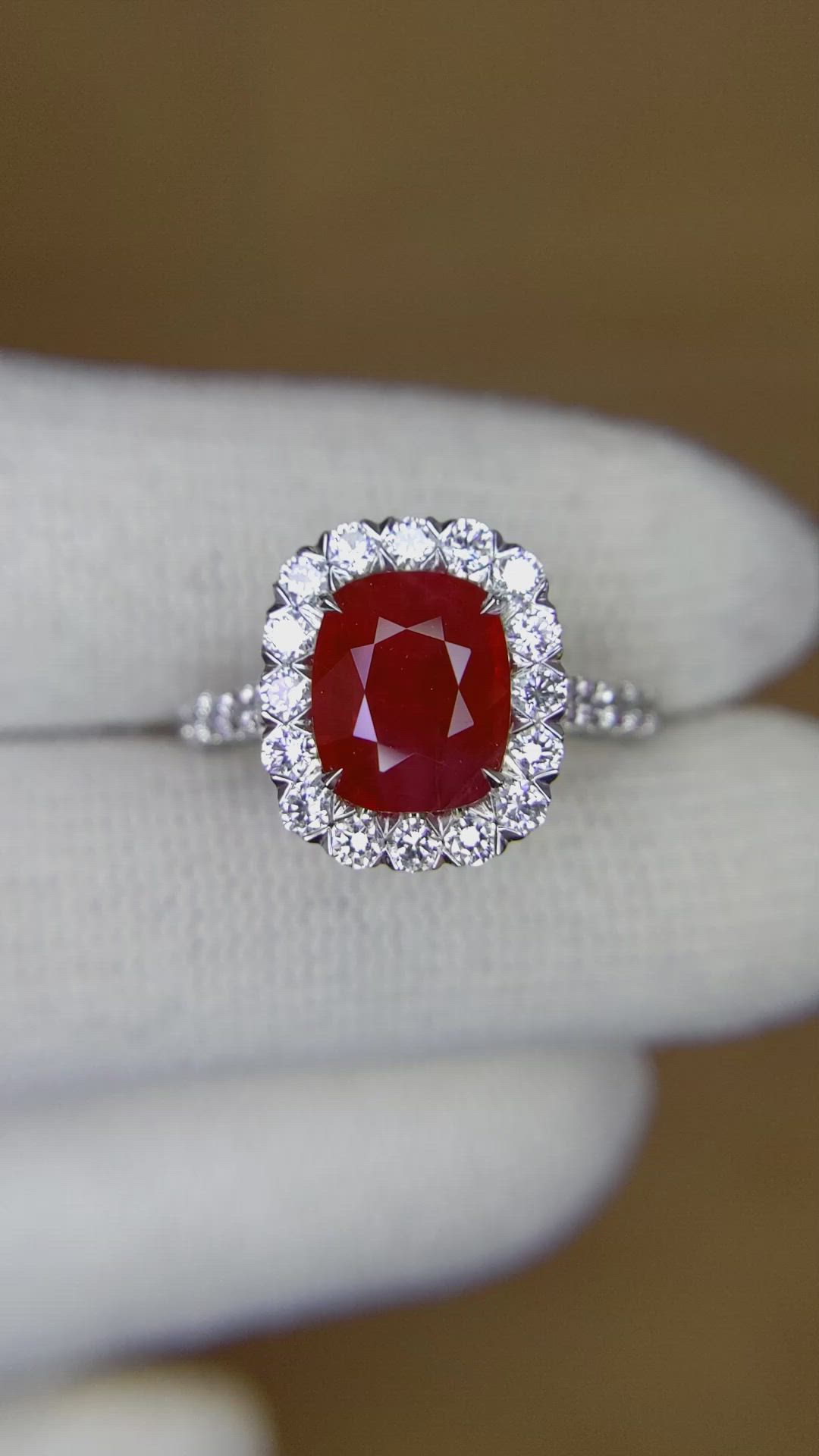 2.24 Ct. Ruby Natural Diamond Pave Ring, 18K White Gold Size Video