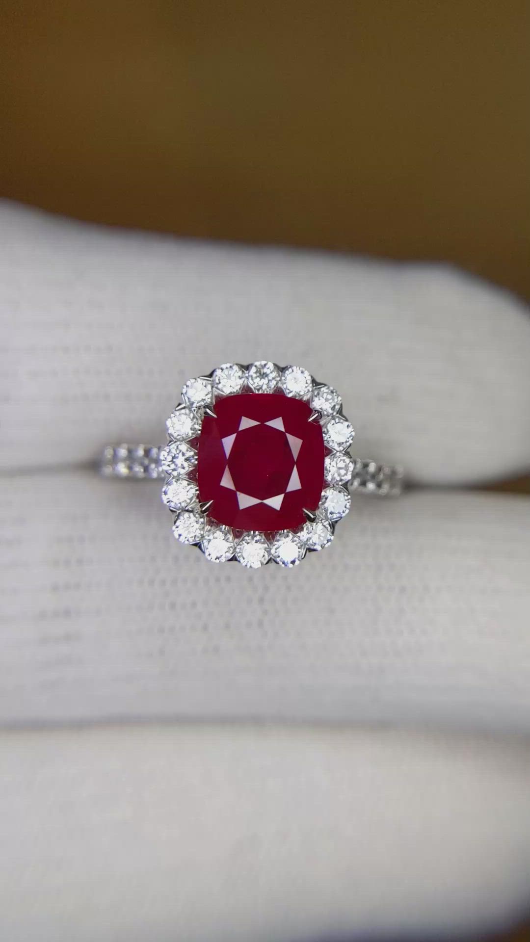 2.15 Ct. Ruby Natural Diamond Pave Ring, 18K White Gold Size Video
