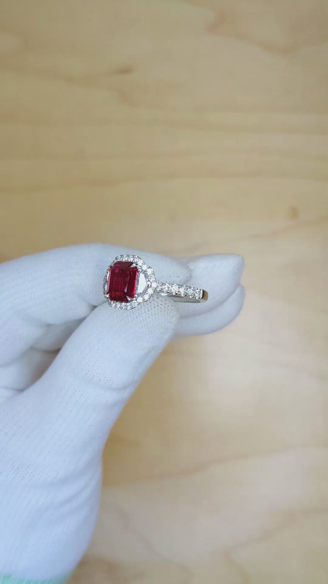 2.04 Ct. Ruby Natural Diamond Pave Ring, 18K White Gold Size Video