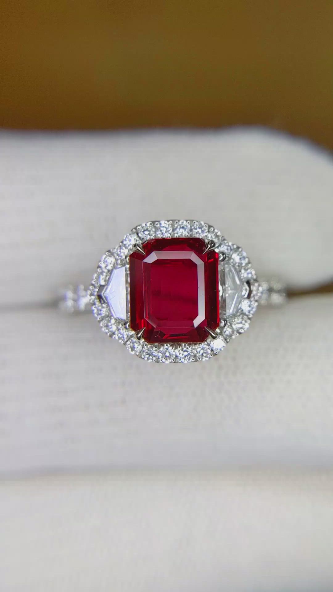 2.04 Ct. Ruby Natural Diamond Pave Ring, 18K White Gold Size Video