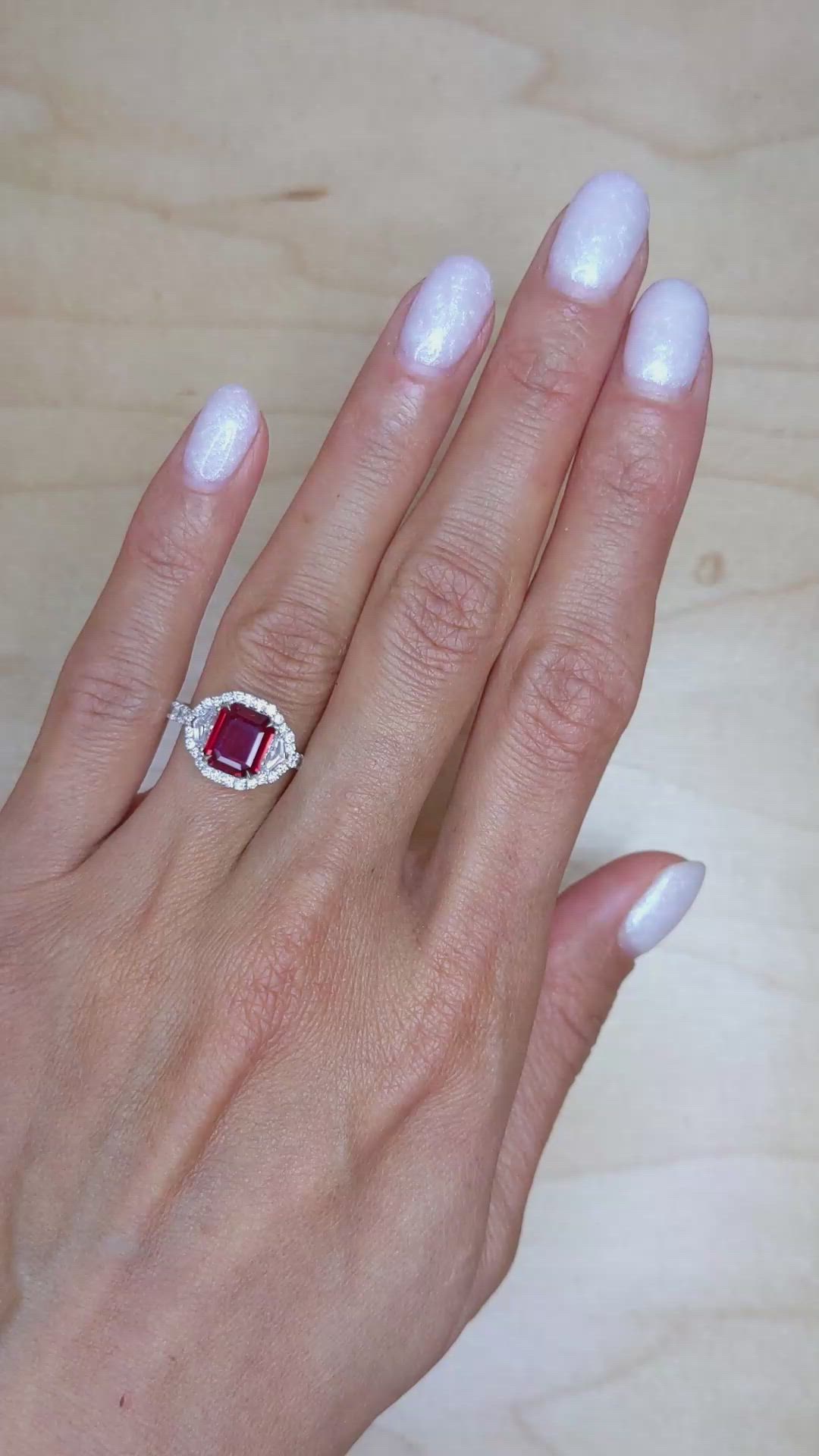 2.04 Ct. Ruby Natural Diamond Pave Ring, 18K White Gold Size Video