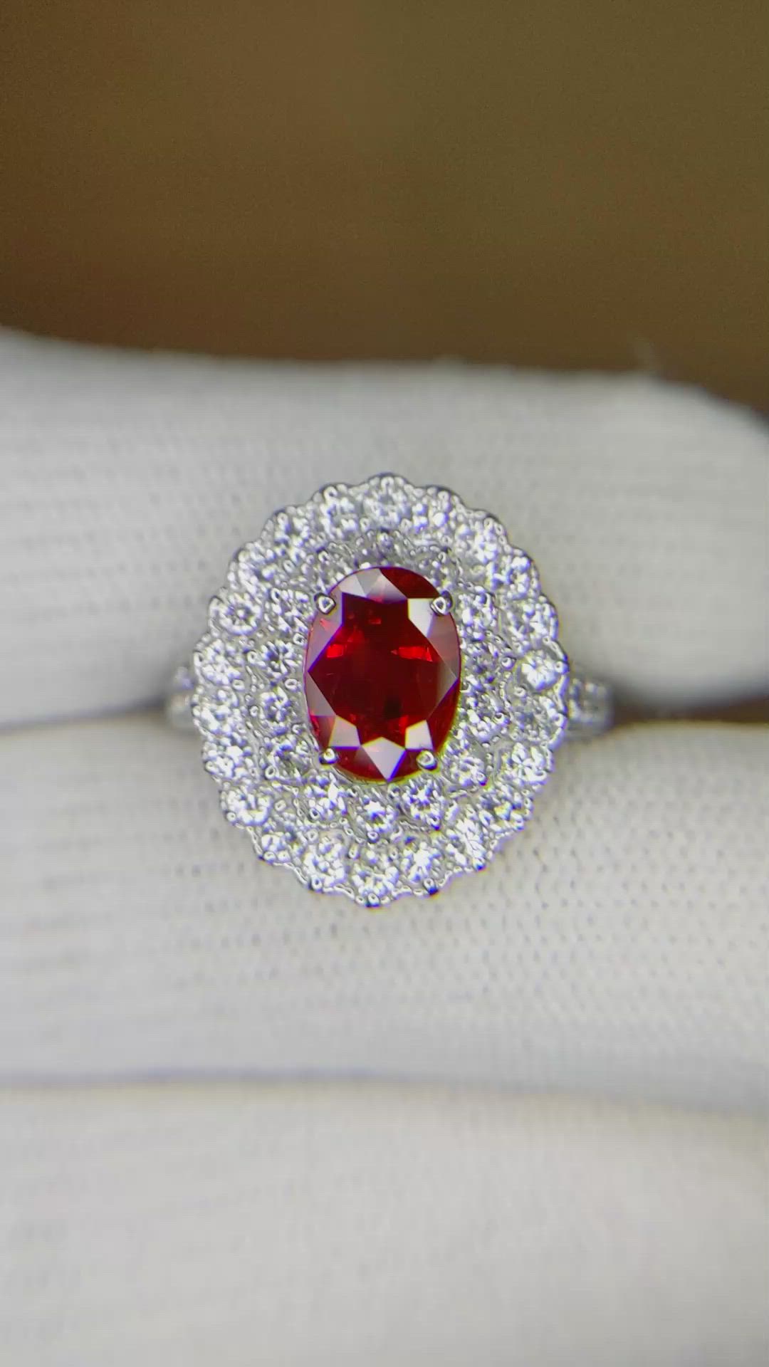 2.02 Ct. Ruby Natural Diamond Pave Ring, Platinum 950 Size Video