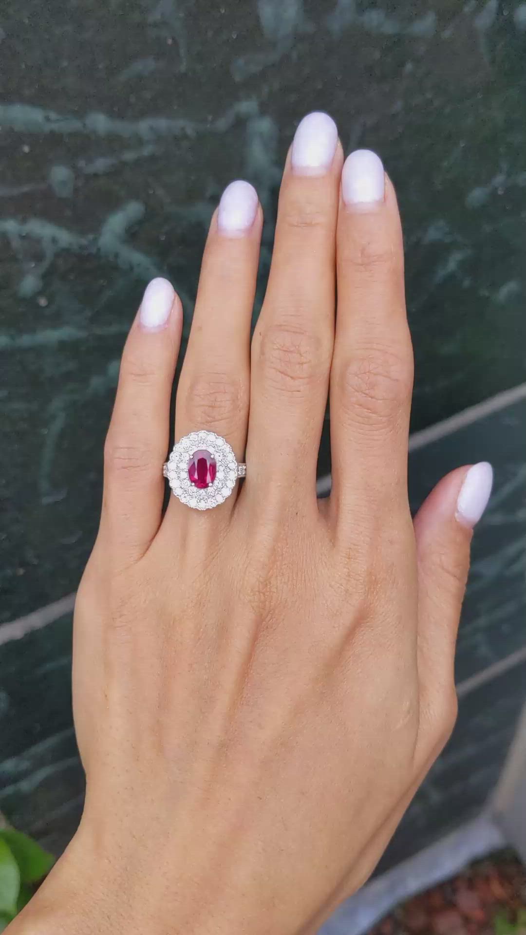 2.02 Ct. Ruby Natural Diamond Pave Ring, Platinum 950 Size Video