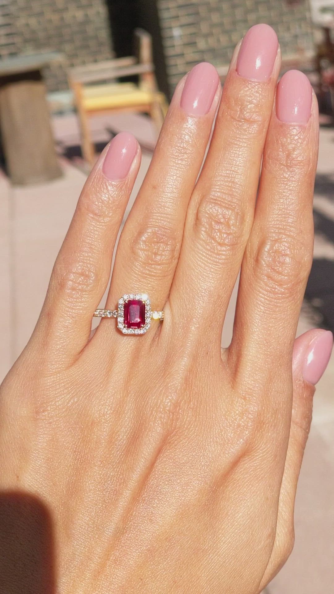 1.05 Ct. Ruby Natural Diamond Pave Ring, 18K Yellow Gold Size Video