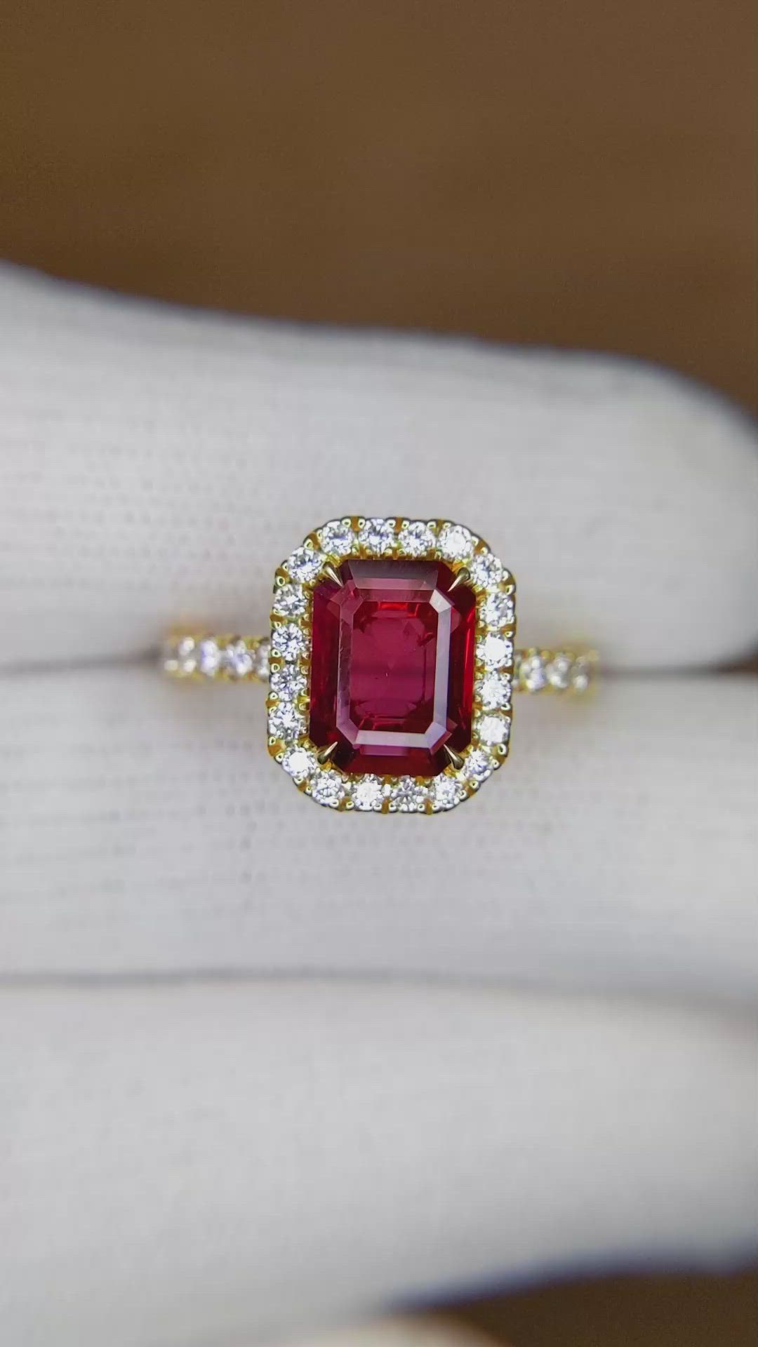 1.69 Ct. Ruby Natural Diamond Pave Ring, 18K Yellow Gold Size Video