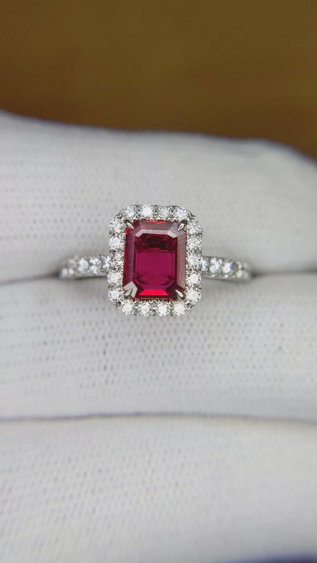 0.99 Ct. Ruby Natural Diamond Pave Ring, 18K White Gold Size Video