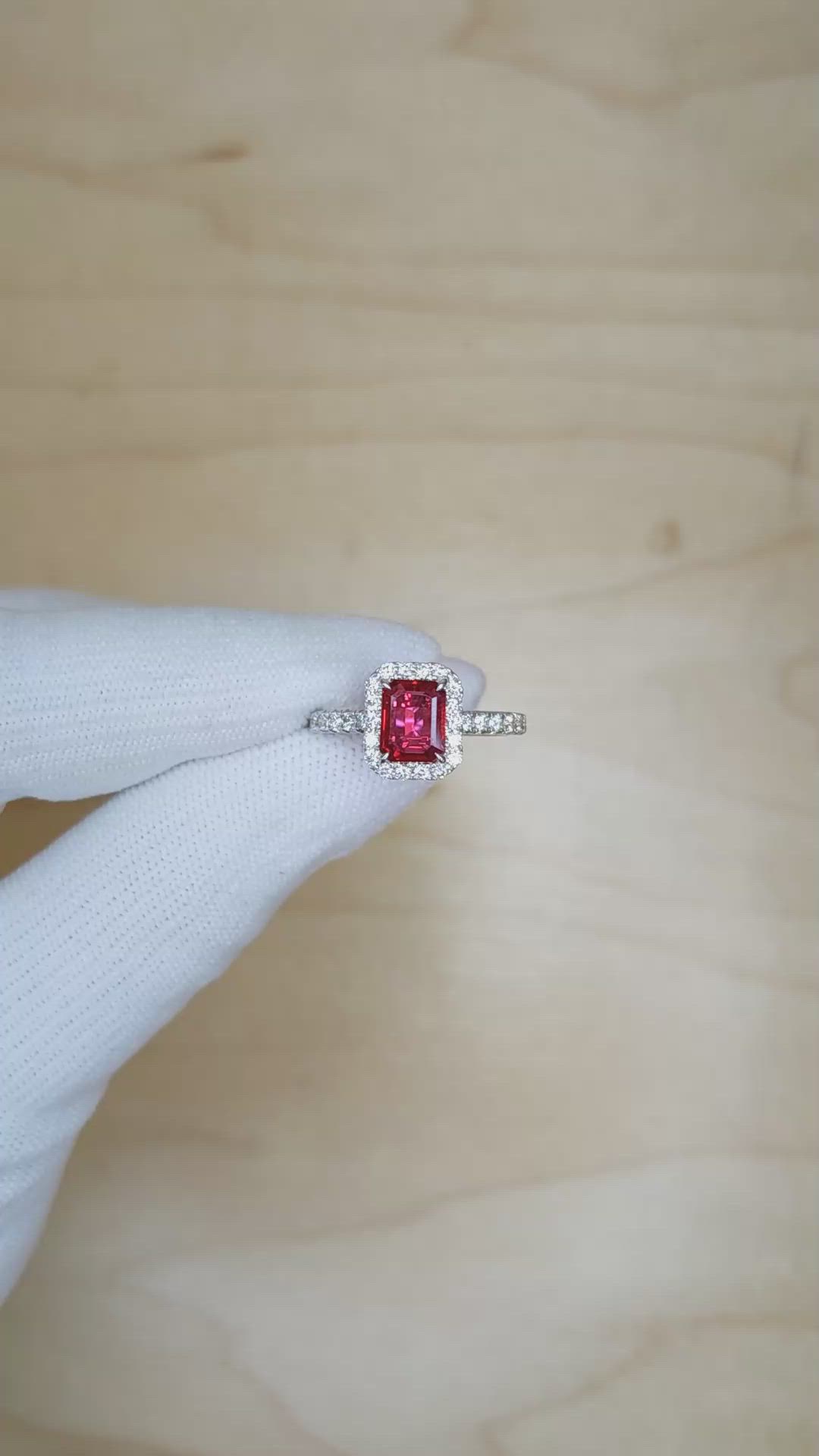 0.99 Ct. Ruby Natural Diamond Pave Ring, 18K White Gold Size Video