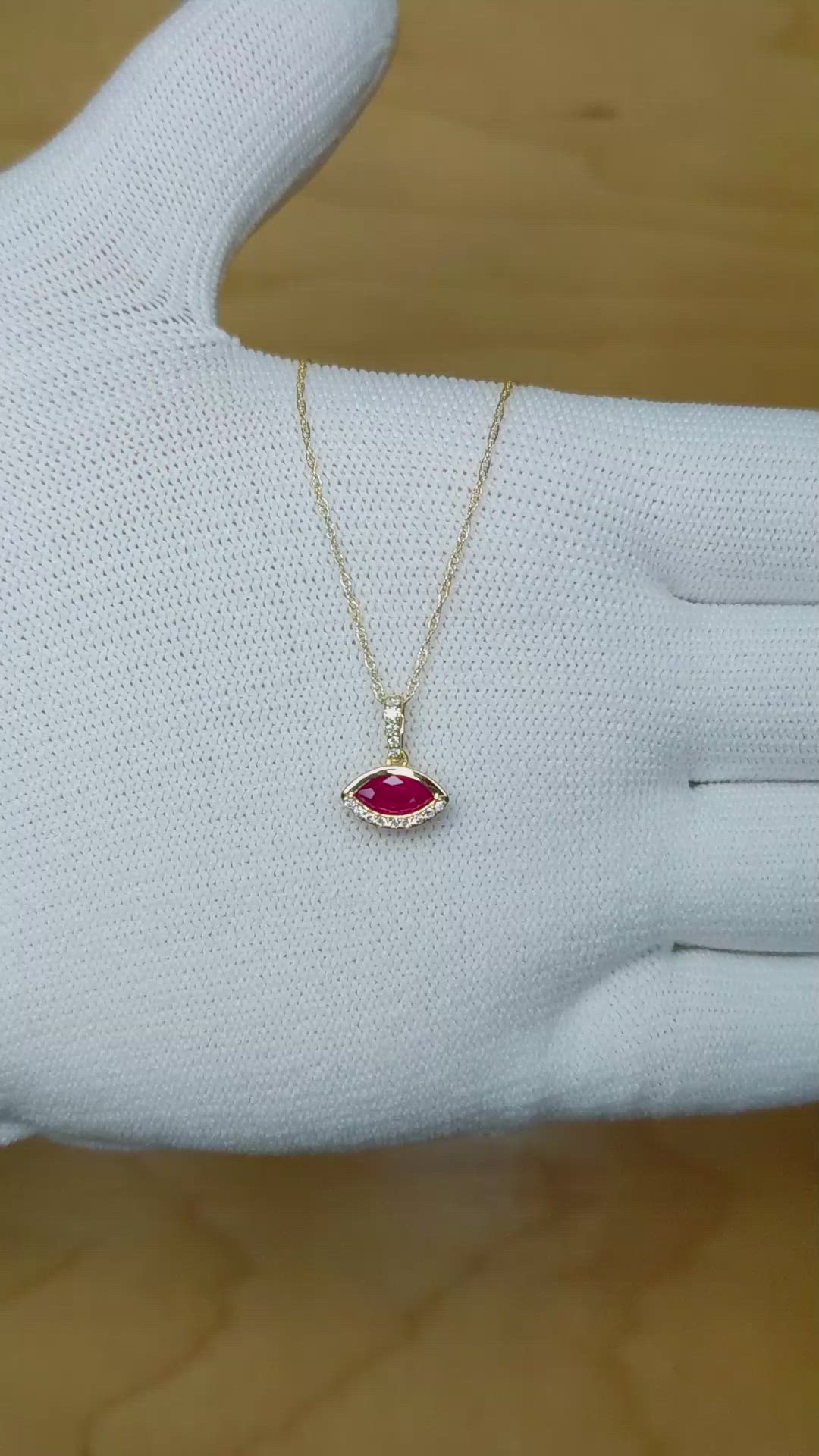0.39 Ct. Ruby Pave Pendant, 14K Yellow Gold Size Video