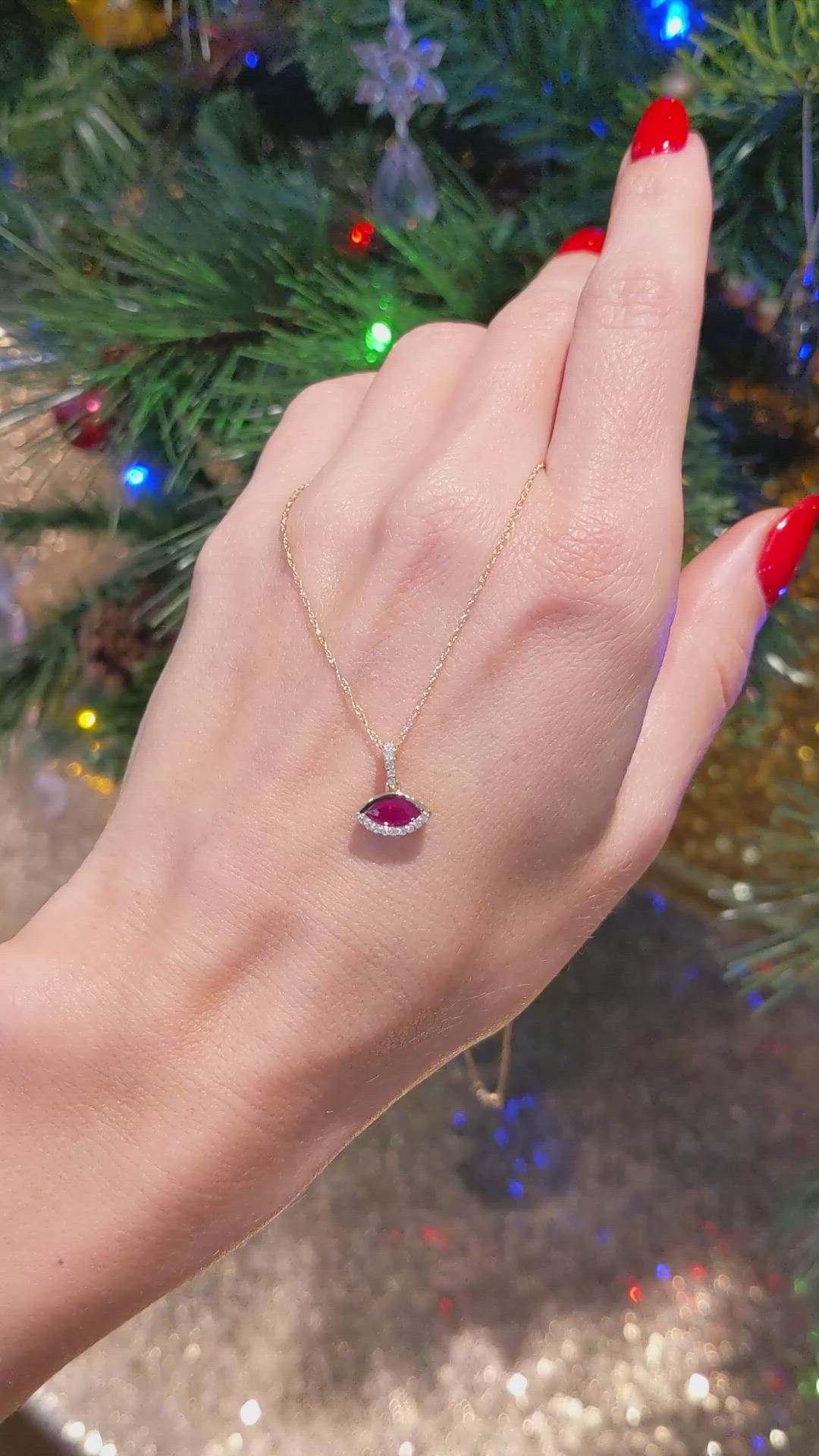 0.39 Ct. Ruby Pave Pendant, 14K Yellow Gold Size Video