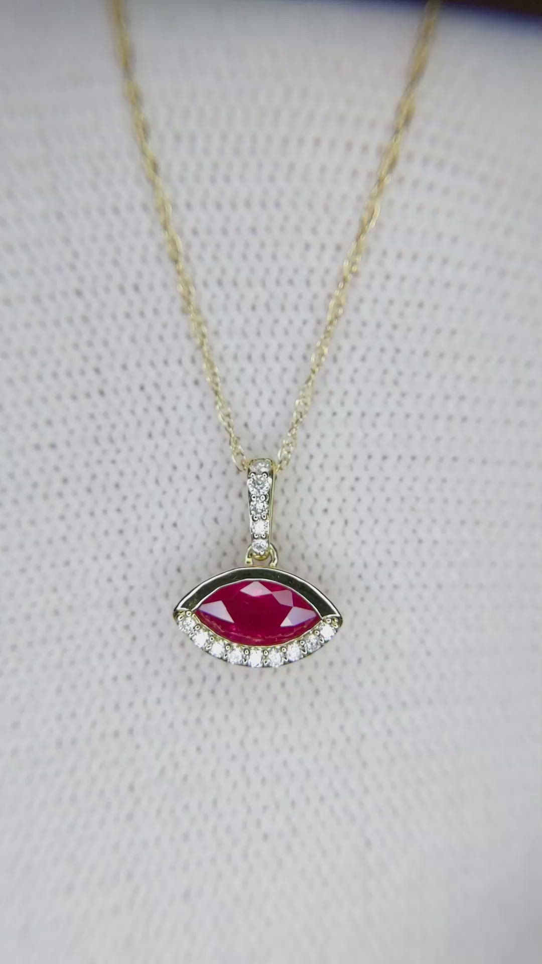 0.39 Ct. Ruby Pave Pendant, 14K Yellow Gold Size Video