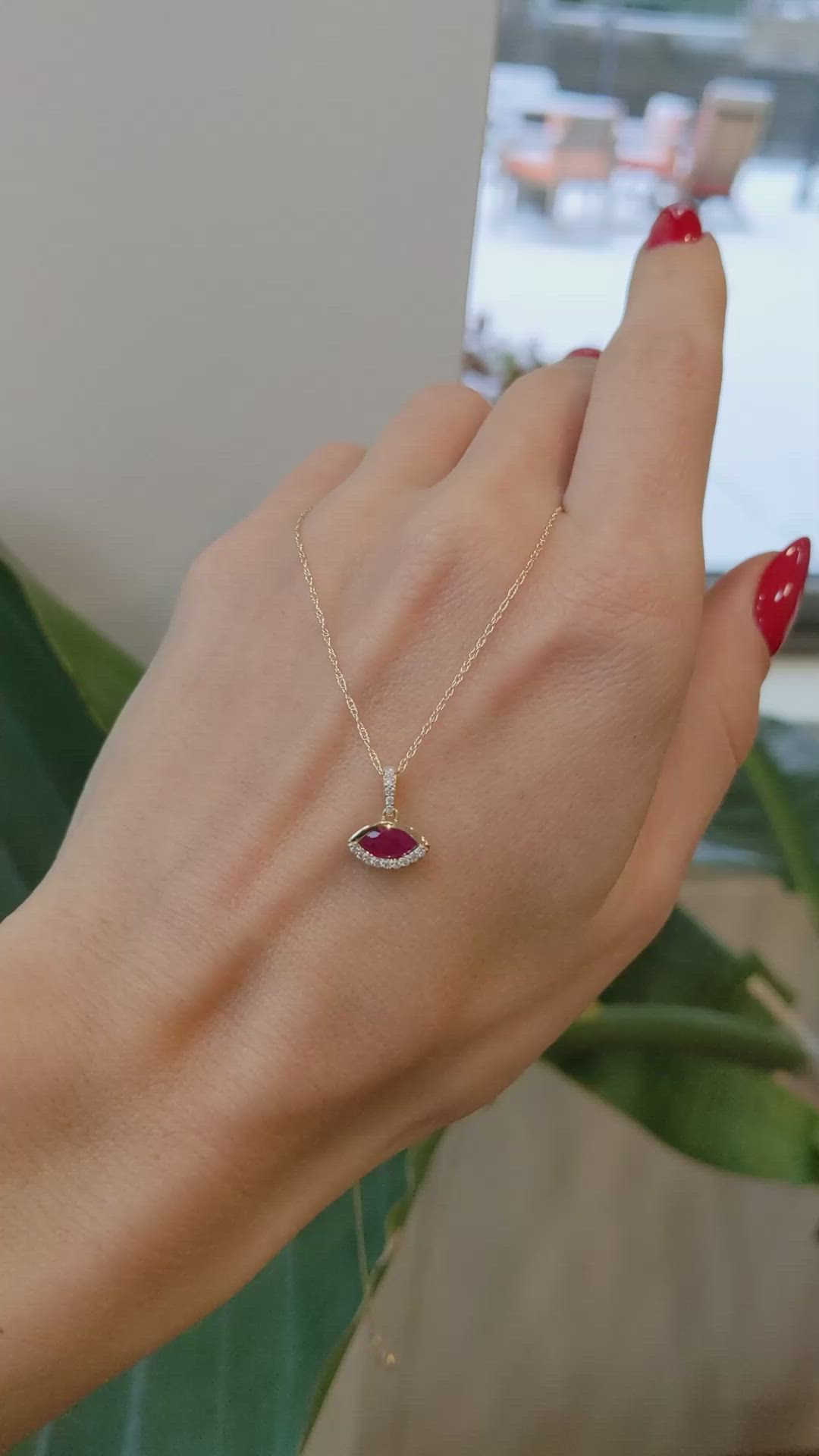 0.39 Ct. Ruby Pave Pendant, 14K Yellow Gold Size Video