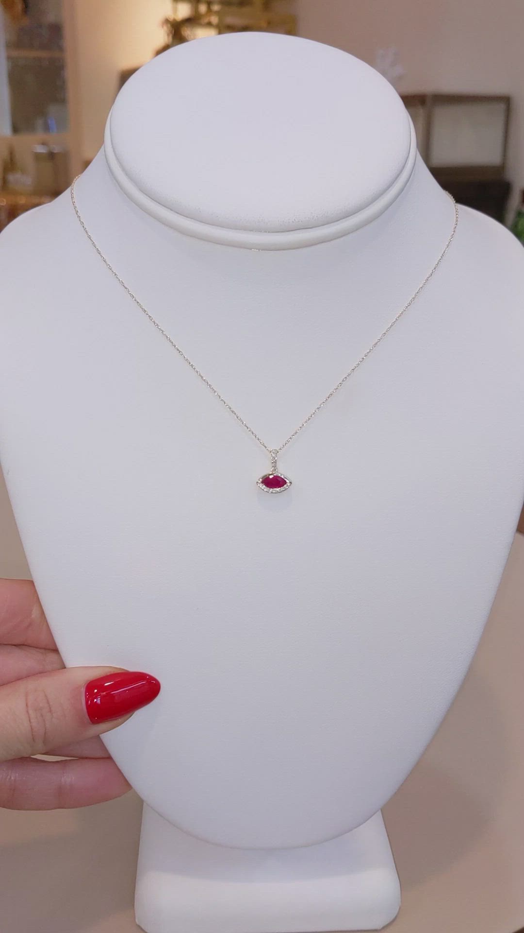 0.39 Ct. Ruby Pave Pendant, 14K Yellow Gold Size Video