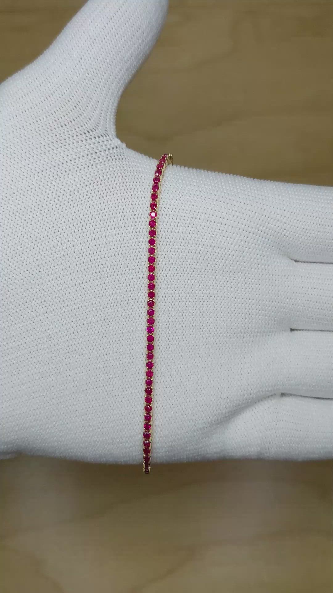 2.10&nbsp;Ct.Tw.Total Carat Weight Ruby Tennis/Line Bracelet, 14K Yellow Gold Size Video