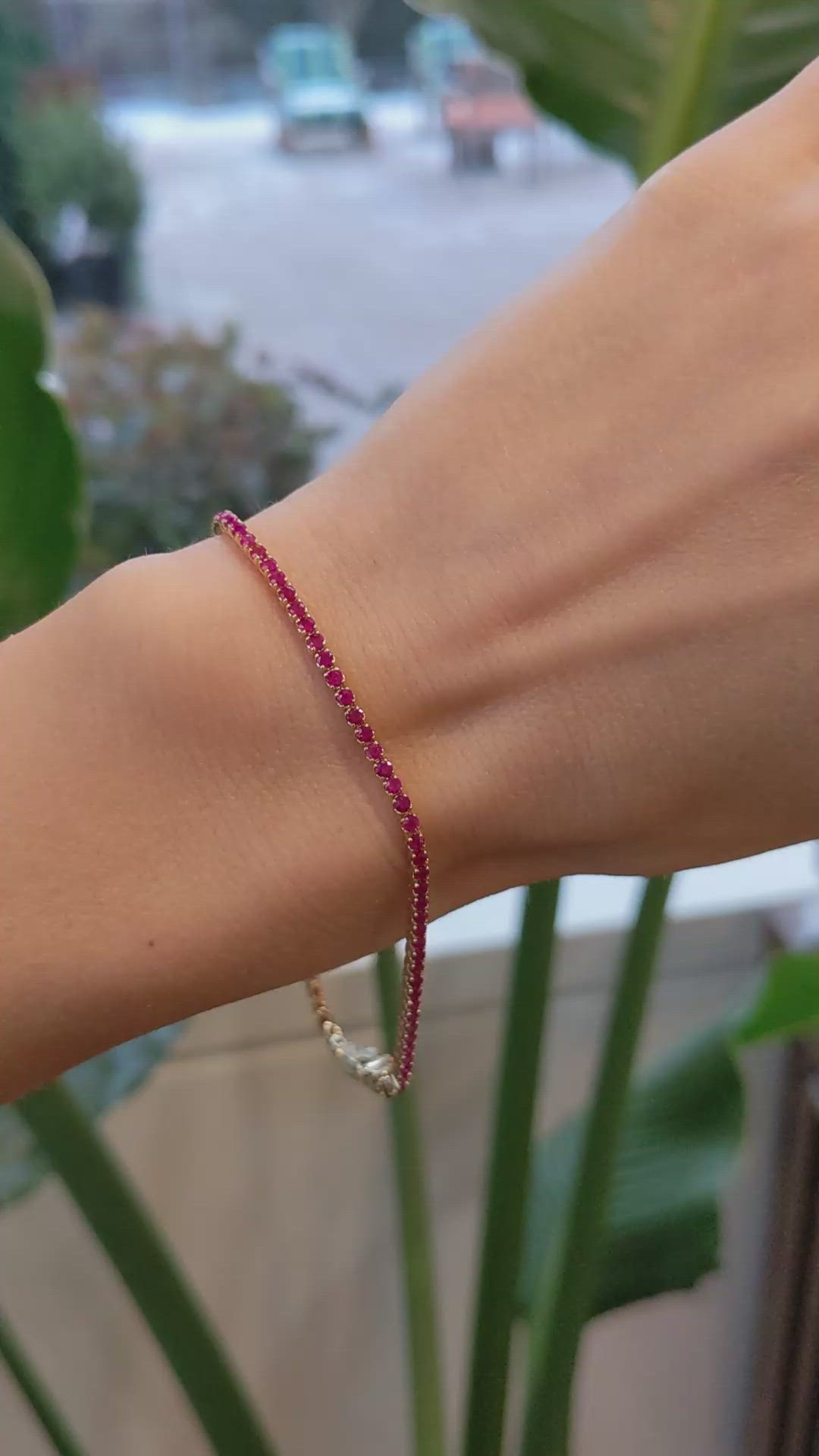 2.10&nbsp;Ct.Tw.Total Carat Weight Ruby Tennis/Line Bracelet, 14K Yellow Gold Size Video