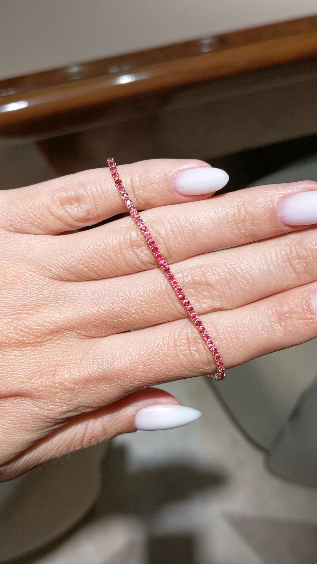 2.10 Ct.Tw.Total Carat Weight Ruby Tennis/Line Bracelet, 14K Yellow Gold Size Video