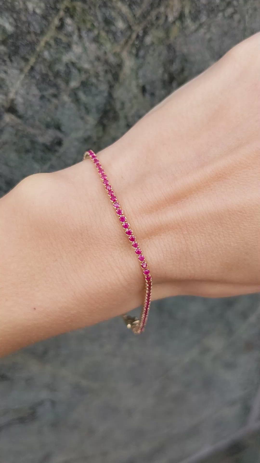 2.10&nbsp;Ct.Tw.Total Carat Weight Ruby Tennis/Line Bracelet, 14K Yellow Gold Size Video