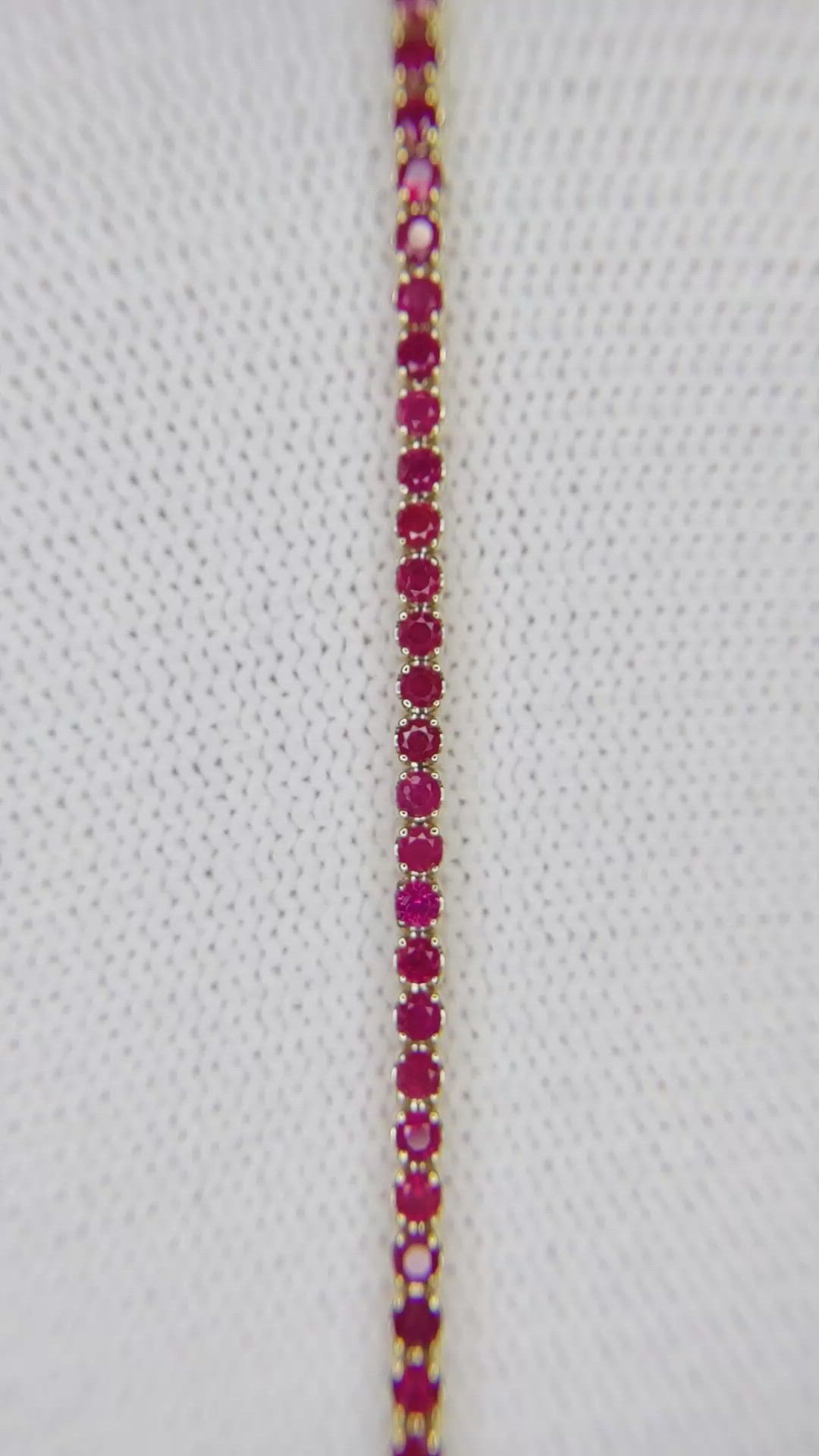 2.10&nbsp;Ct.Tw.Total Carat Weight Ruby Tennis/Line Bracelet, 14K Yellow Gold Size Video