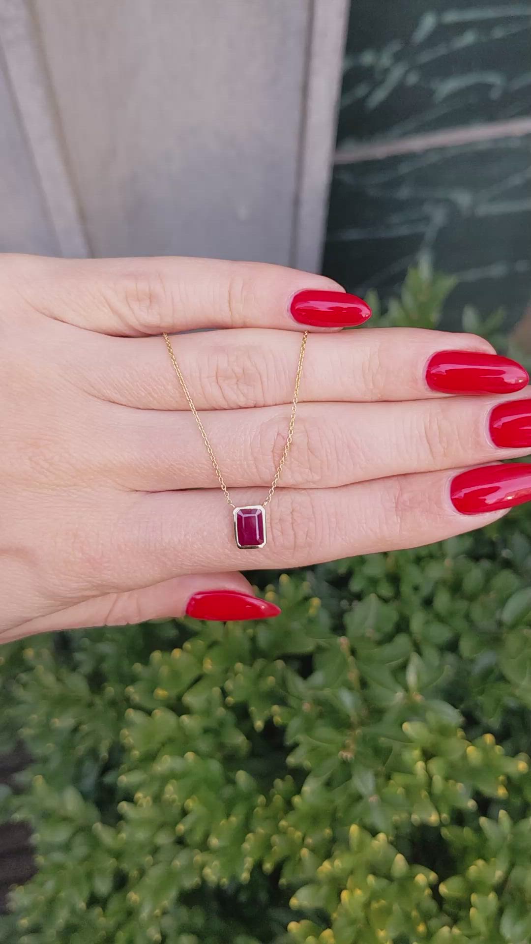 0.69 Ct. Ruby Bezel Necklace, 14K Yellow Gold Size Video