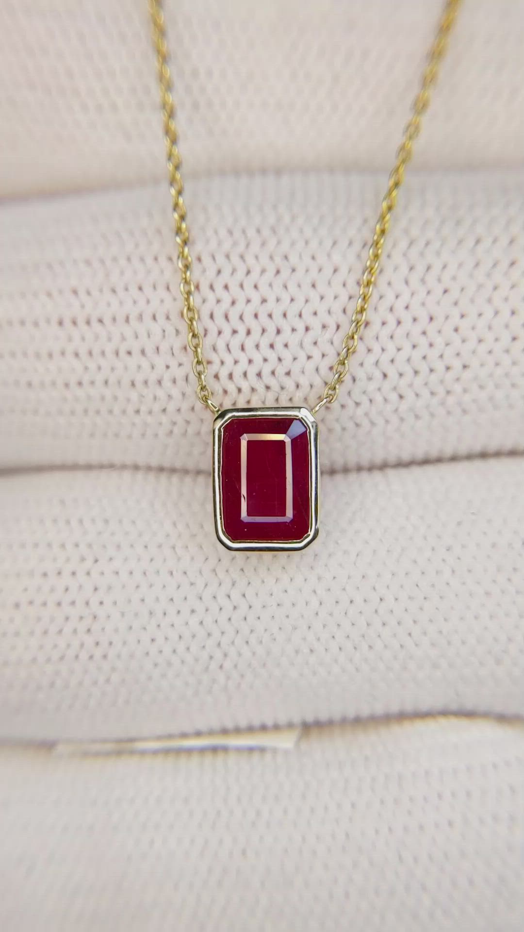 0.69 Ct. Ruby Bezel Necklace, 14K Yellow Gold Size Video