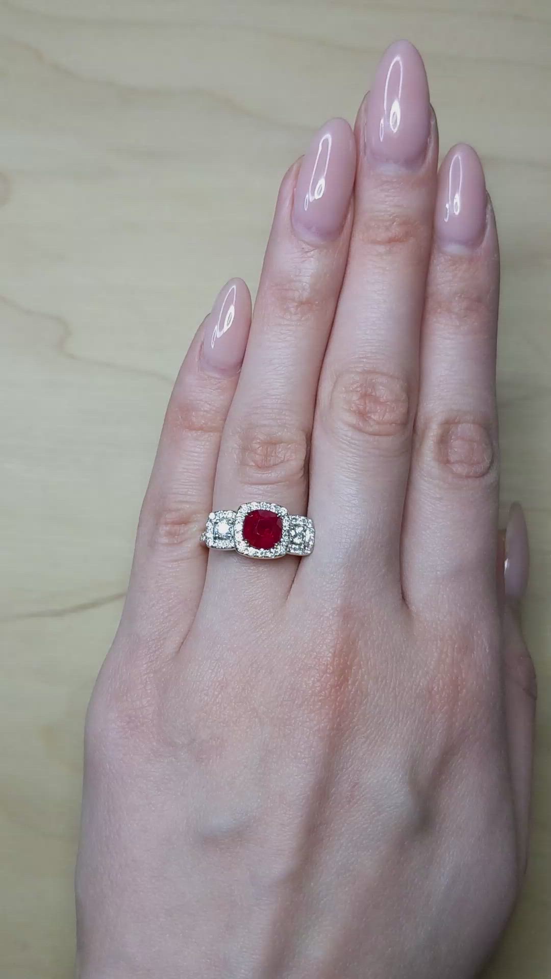 2.01 Ct. Ruby and Natural Diamond Pave Ring, 18K White & Yellow Size Video