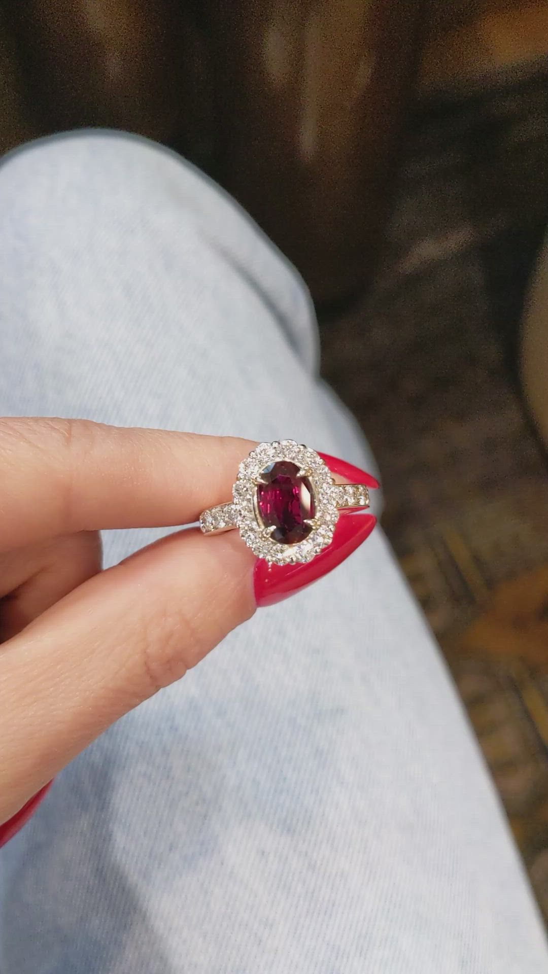 2.39 Ct. Ruby and Natural Diamond Pave Ring, 18K White Gold Size Video