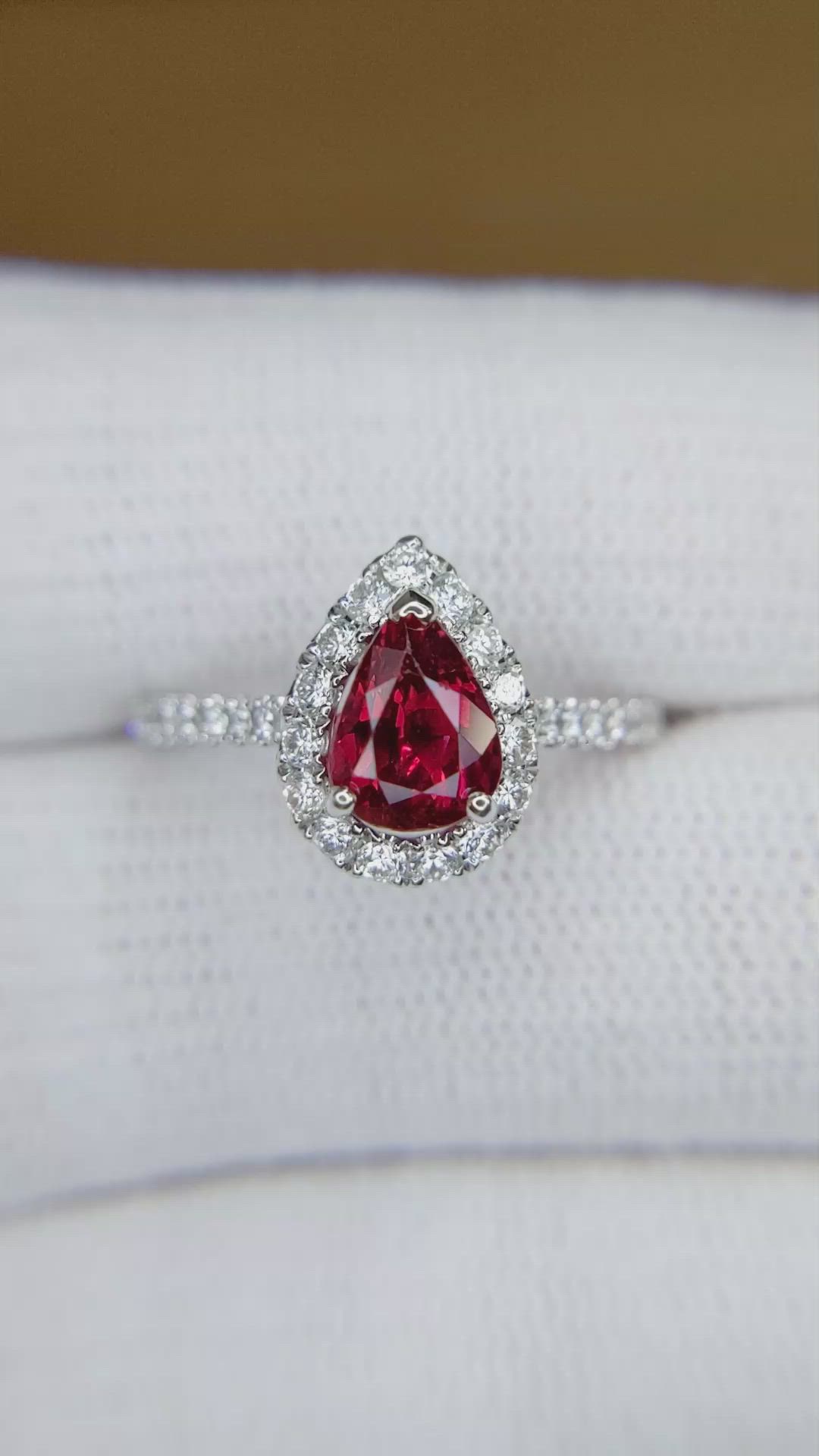 1.58 Ct. Ruby and Natural Diamond Pave Ring, 18K White Gold Size Video