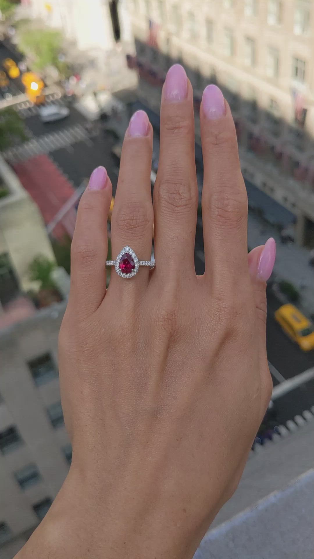 1.58 Ct. Ruby and Natural Diamond Pave Ring, 18K White Gold Size Video