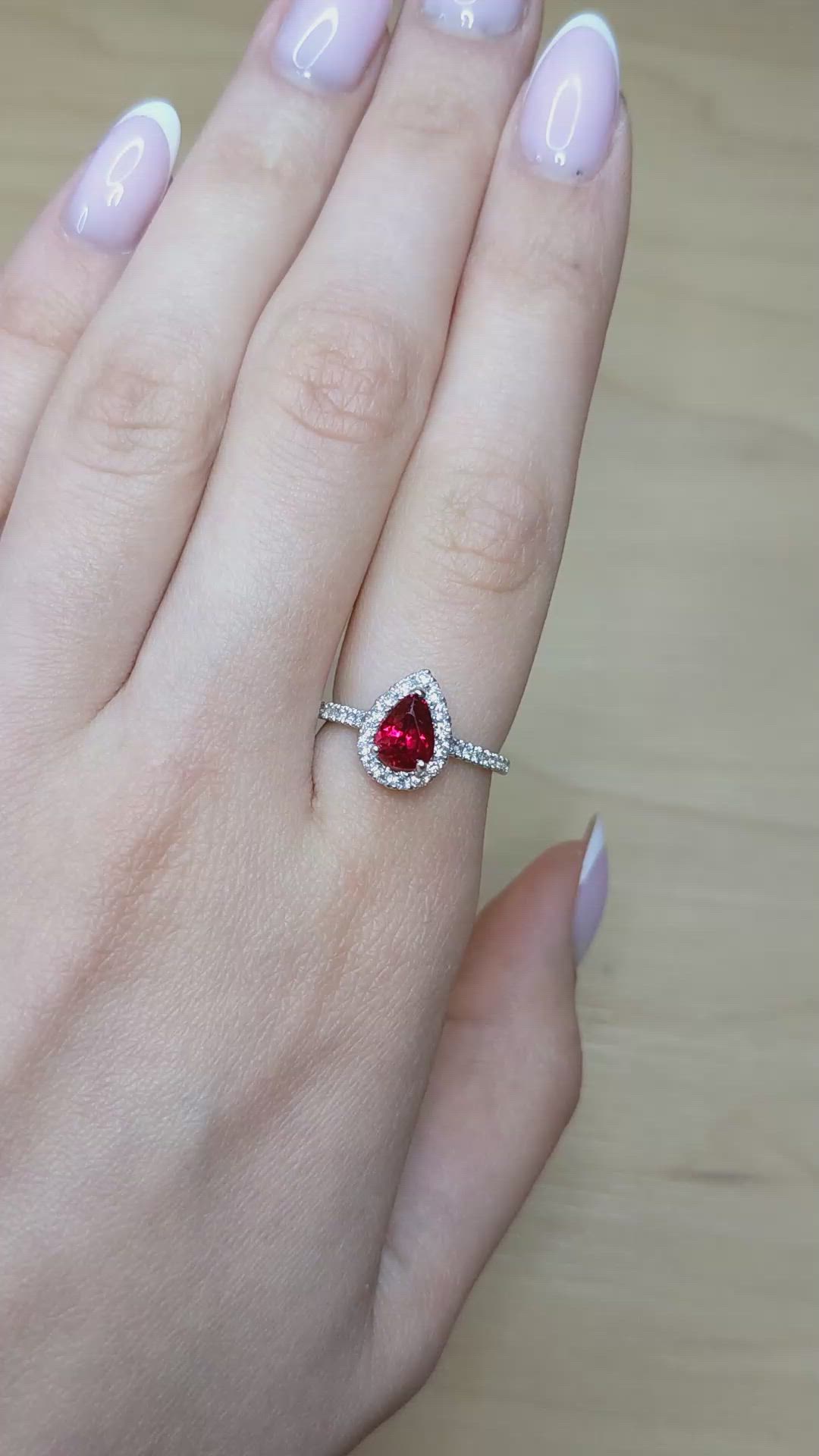 1.58 Ct. Ruby and Natural Diamond Pave Ring, 18K White Gold Size Video