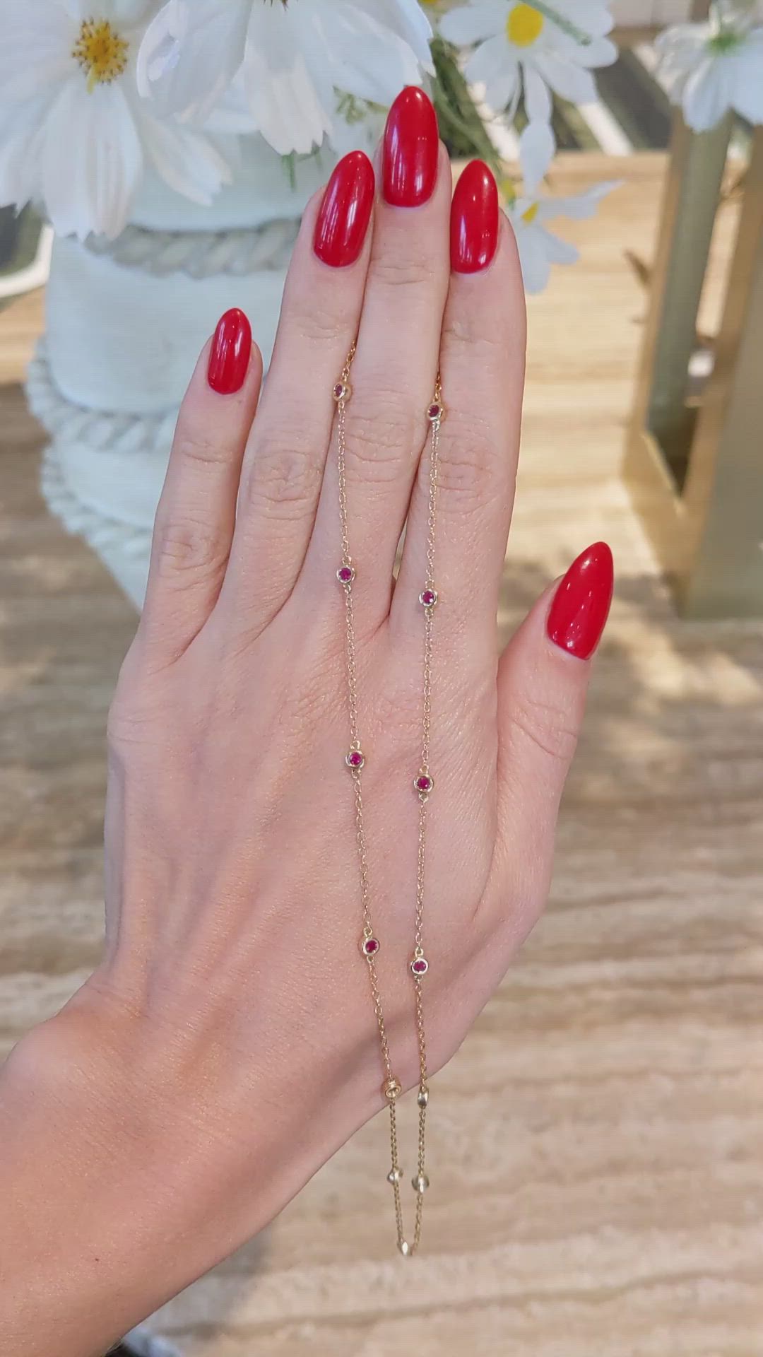 0.66 Ct. Ruby Bezel Necklace, 14K Yellow Gold Size Video