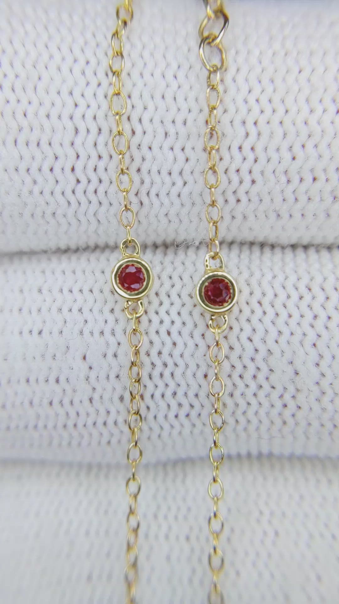 0.66 Ct. Ruby Bezel Necklace, 14K Yellow Gold Size Video