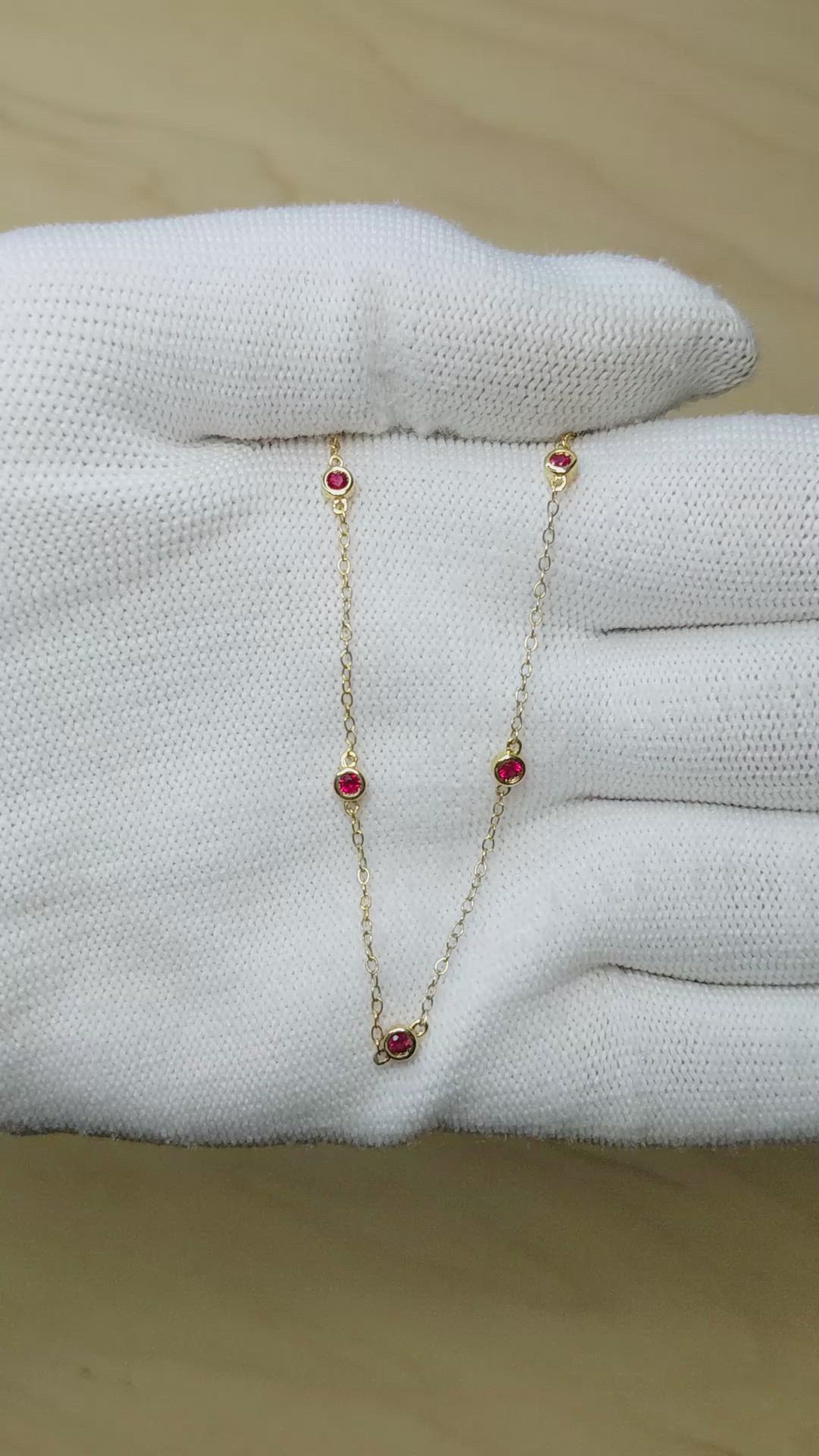 0.66 Ct. Ruby Bezel Necklace, 14K Yellow Gold Size Video