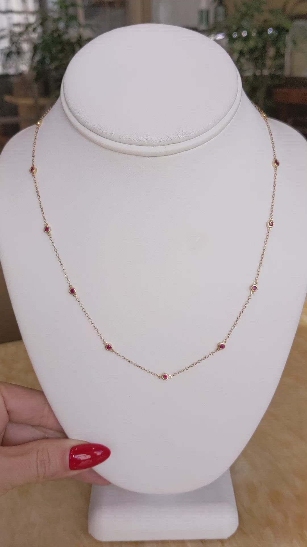 0.66 Ct. Ruby Bezel Necklace, 14K Yellow Gold Size Video