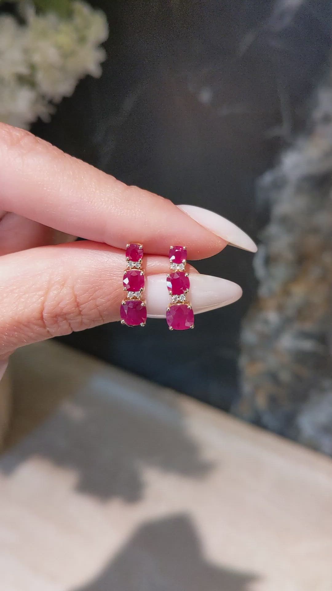 2.16 Ct.Tw.Total Carat Weight Ruby and Natural Diamond Pave Earrings, 14K Yellow Gold Size Video