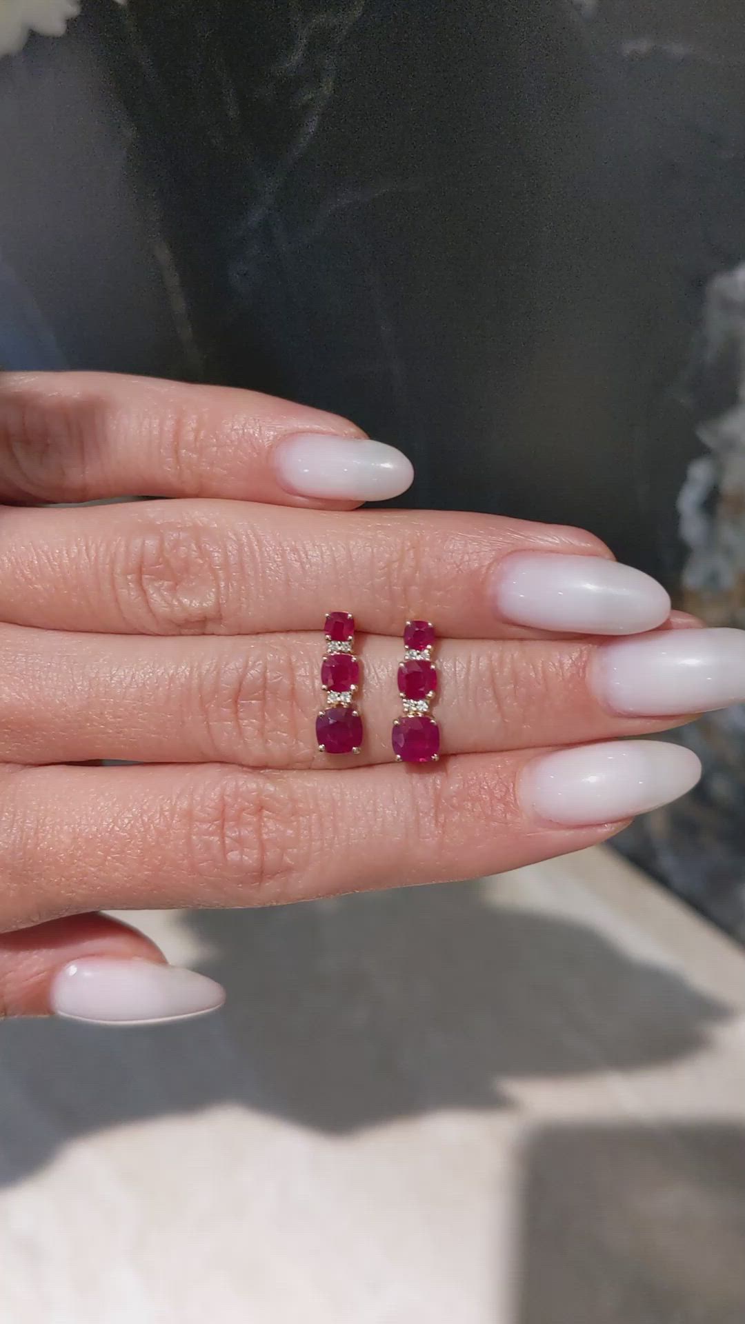 2.16 Ct.Tw.Total Carat Weight Ruby and Natural Diamond Pave Earrings, 14K Yellow Gold Size Video
