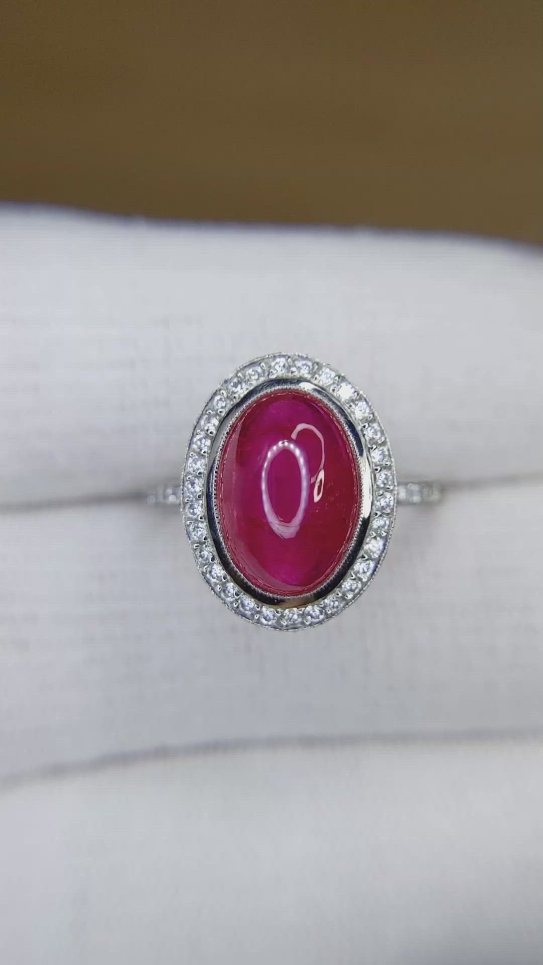 4.57 Ct. Ruby and Natural Diamond Pave Ring, Platinum 950 Size Video