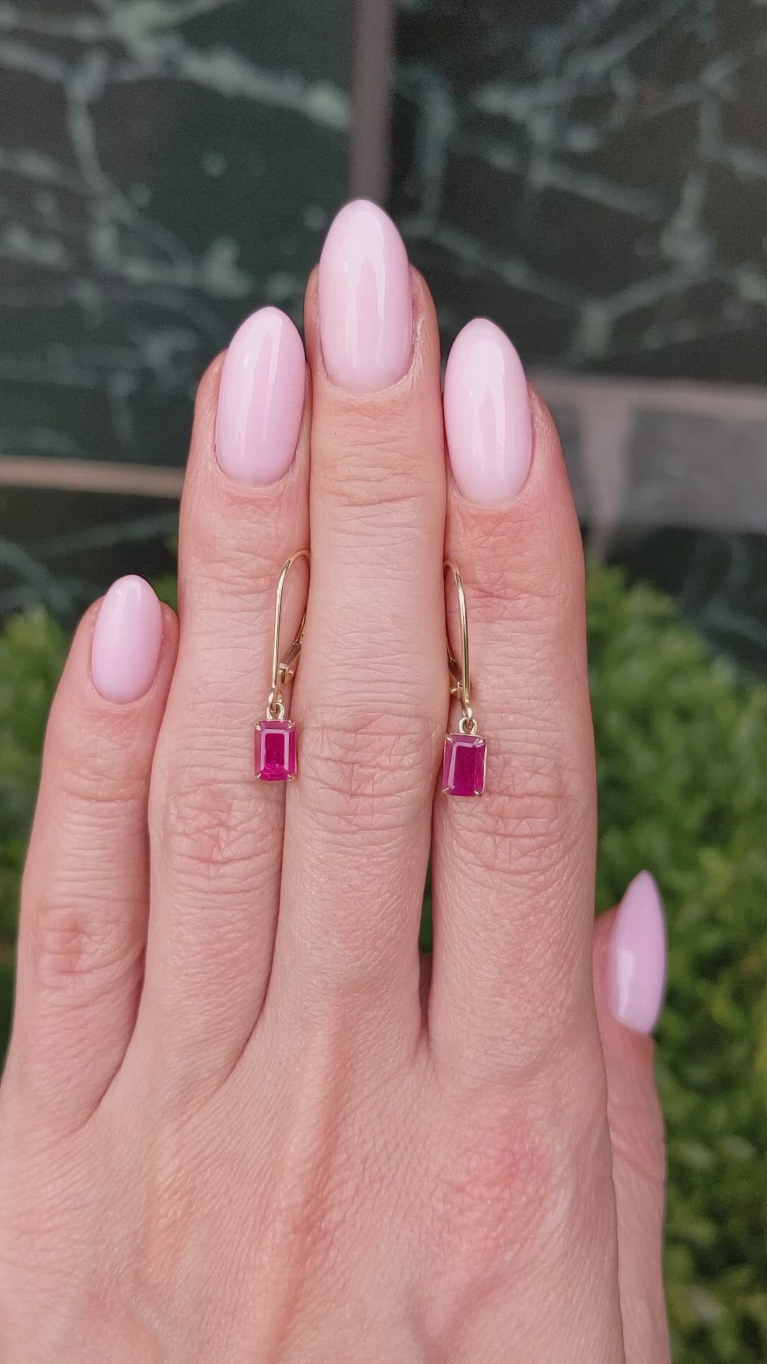 1.30 Ct.Tw.Total Carat Weight Ruby Drops Earrings, 14K Yellow Gold Size Video