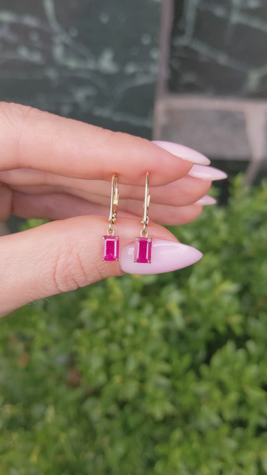 1.30 Ct.Tw.Total Carat Weight Ruby Drops Earrings, 14K Yellow Gold Size Video