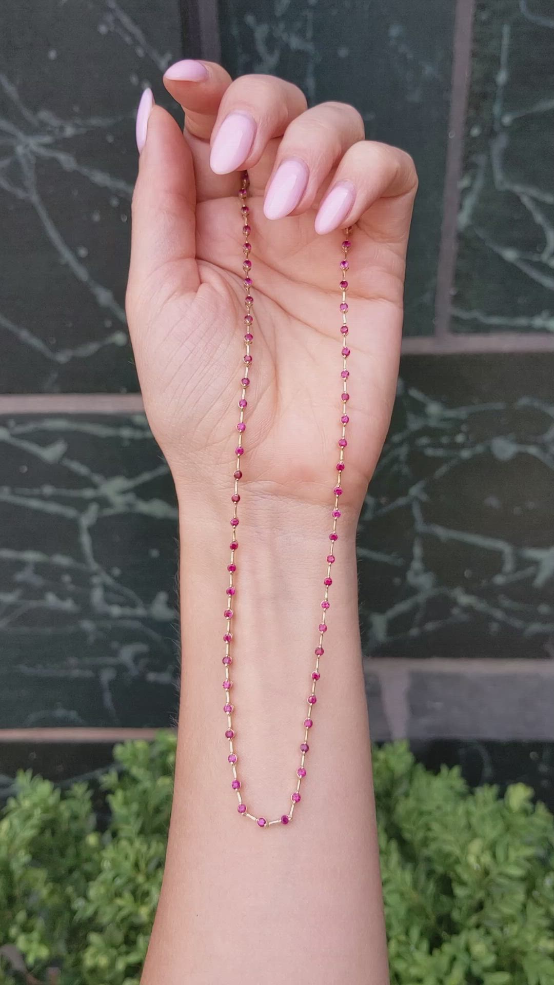 3.62 Ct. Pinkish Red Ruby Accent Stones Necklace, 14K Yellow Gold Size Video