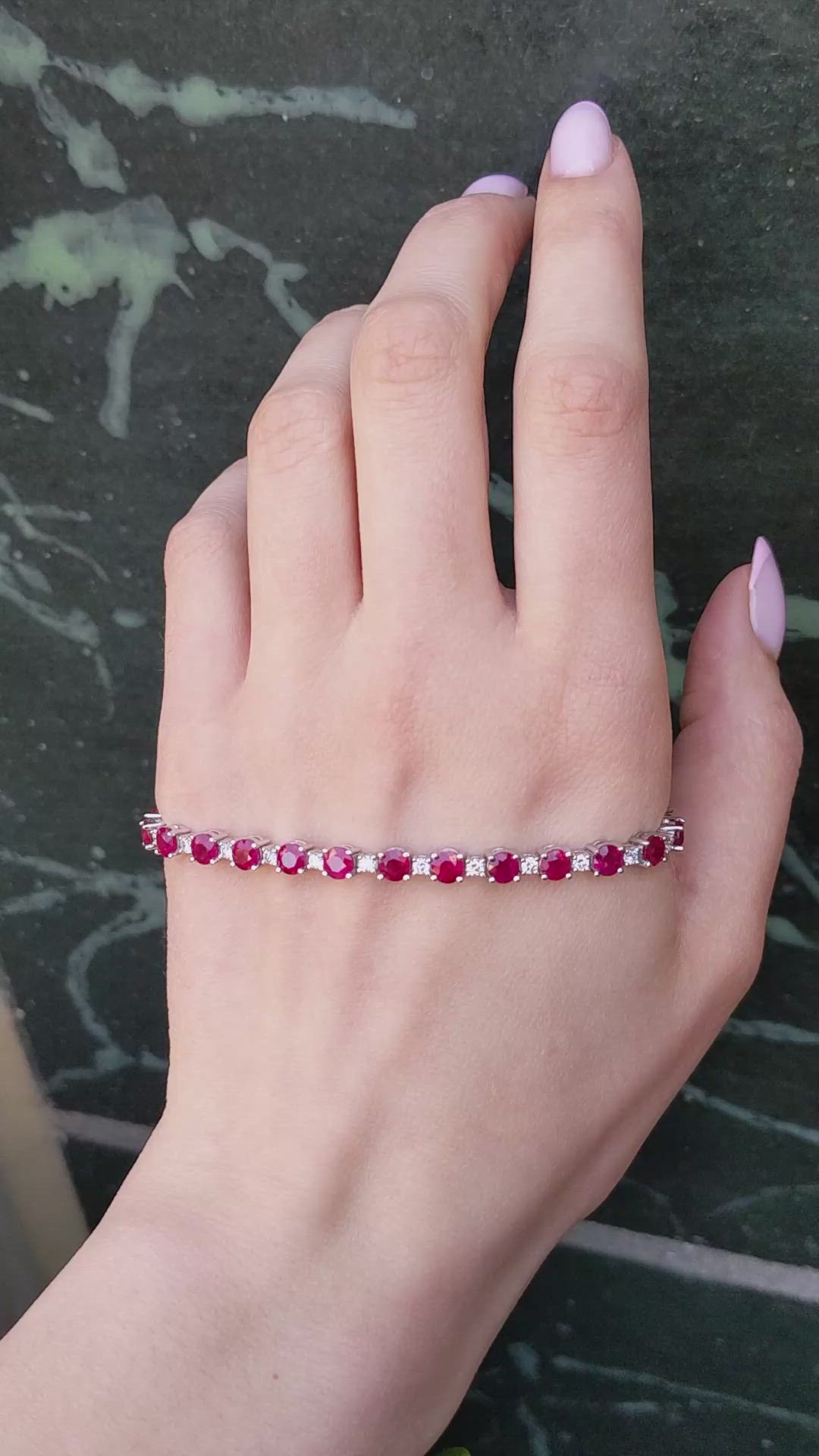 10.96&nbsp;Ct.Tw.Total Carat Weight Ruby and Natural Diamond Pave Bracelet, Platinum 600 Size Video