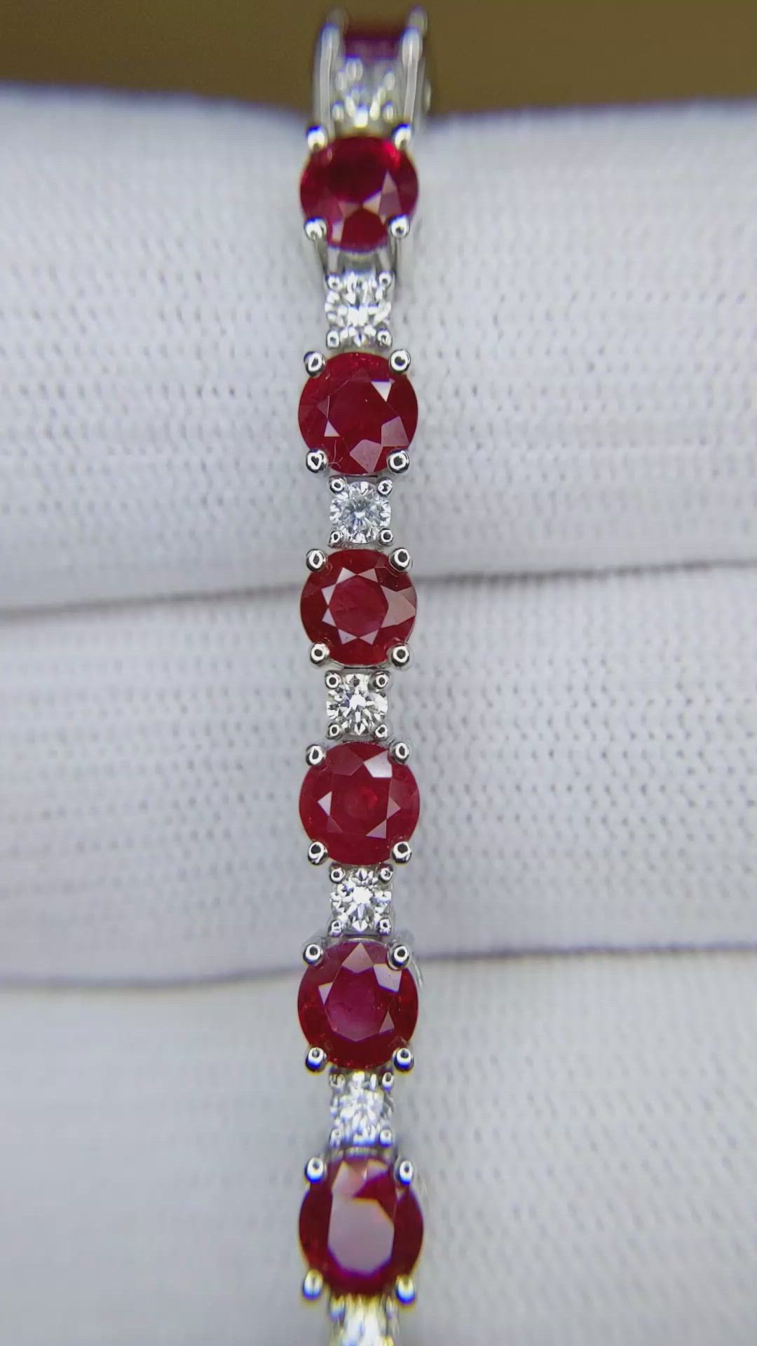 10.96&nbsp;Ct.Tw.Total Carat Weight Ruby and Natural Diamond Pave Bracelet, Platinum 600 Size Video