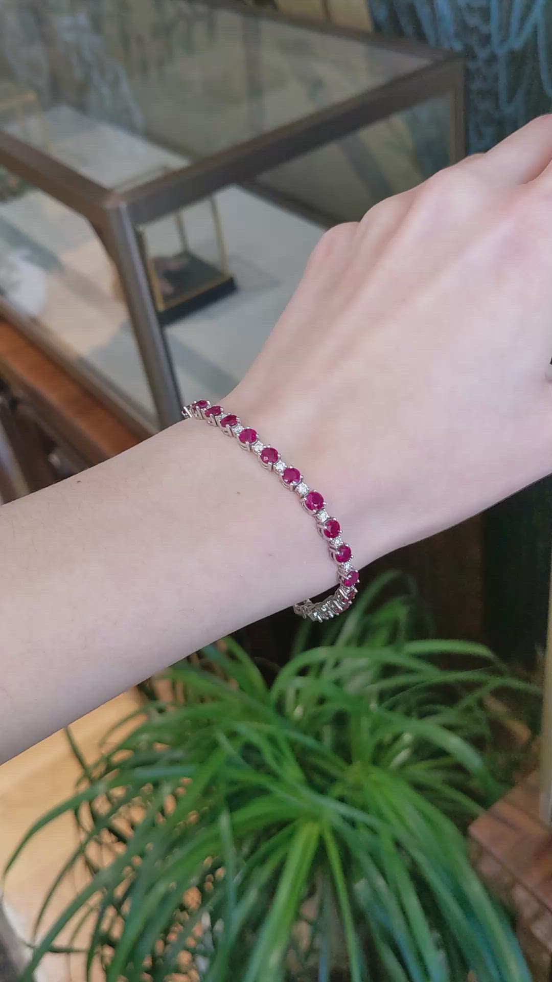 10.96&nbsp;Ct.Tw.Total Carat Weight Ruby and Natural Diamond Pave Bracelet, Platinum 600 Size Video