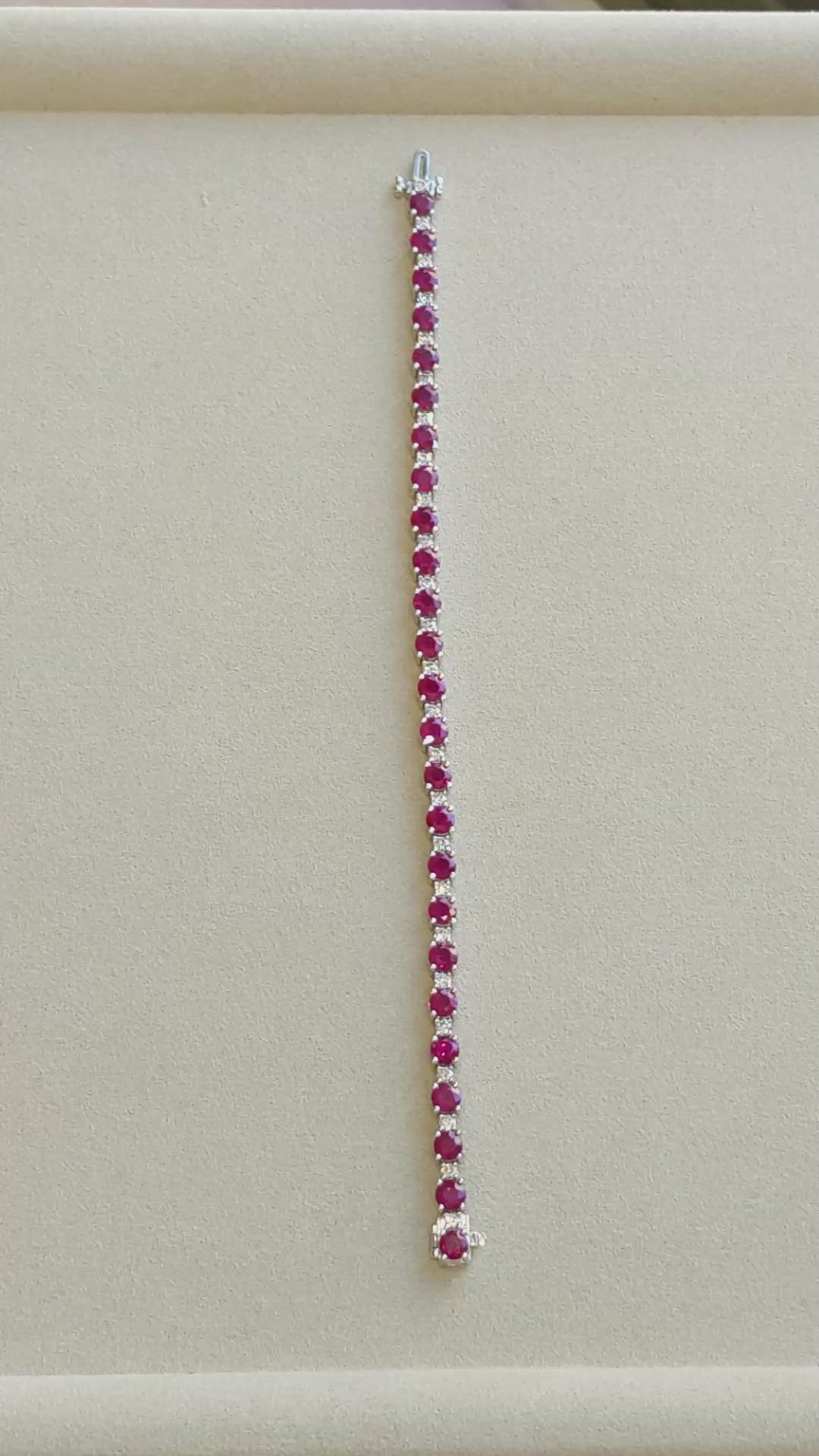 10.96&nbsp;Ct.Tw.Total Carat Weight Ruby and Natural Diamond Pave Bracelet, Platinum 600 Size Video
