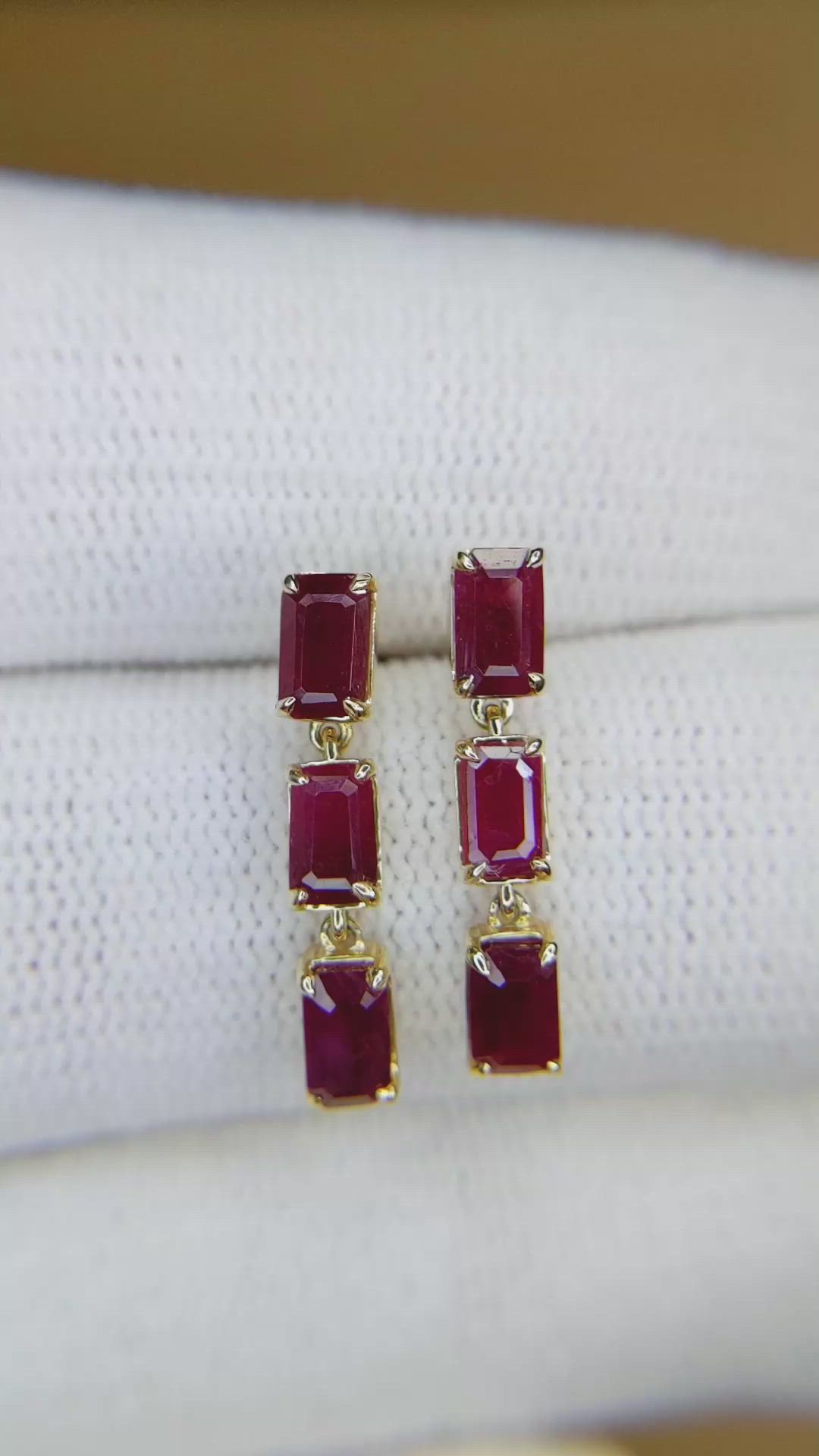 2.13&nbsp;Ct.Tw.Total Carat Weight Ruby Drops Earrings, 14K Yellow Gold Size Video